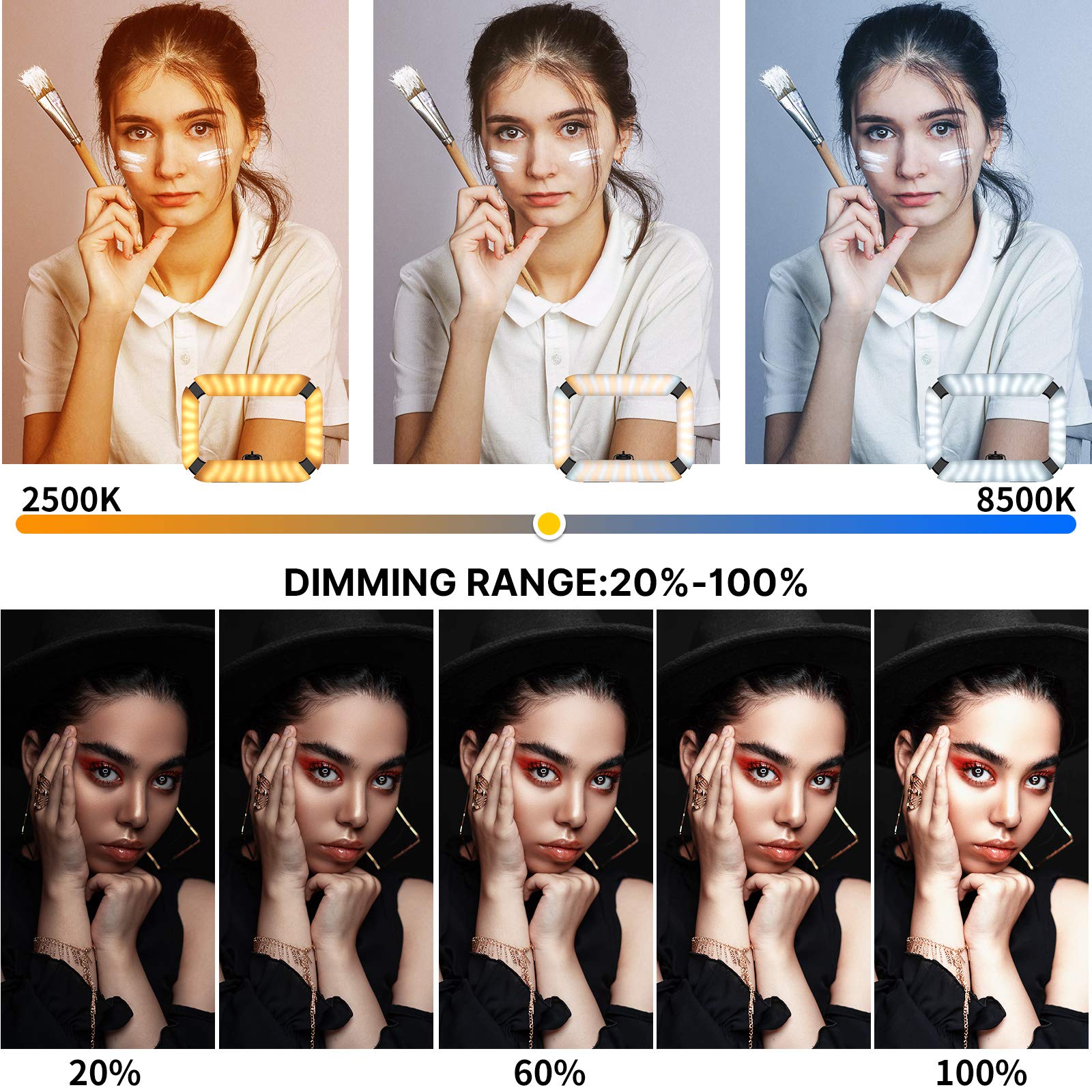 Ulanzi Smartphone Video Rig With Light, Cell Phone Handheld Stabilizer With Ring Light 8500K Selfie Light For Filmaking Live Steam Tiktok Youtube Video Recording, With 8000Mah Build-In Battery