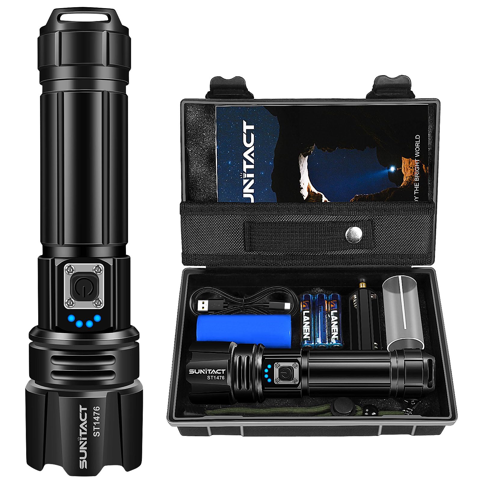 Sunitact St1476 + St1695 Flashlights High Lumens Rechargeable