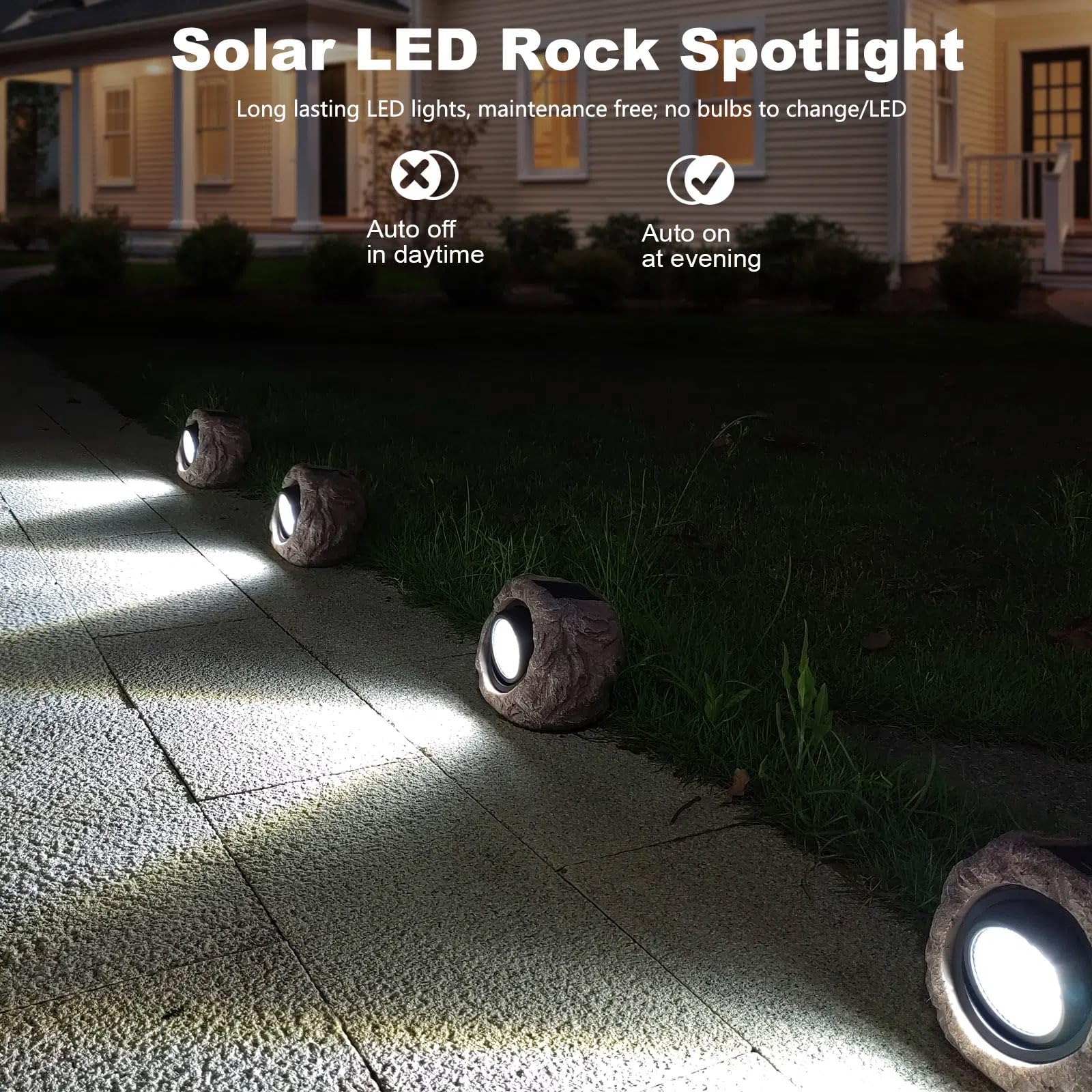 Hqian Sat Solar Garden Lights Outdoor Super Bright Solar Rock Spot Ligths Outdoor 2 Pack Led Landscape Lighting For Pathway Lawn Patio Porch Yard Walkway