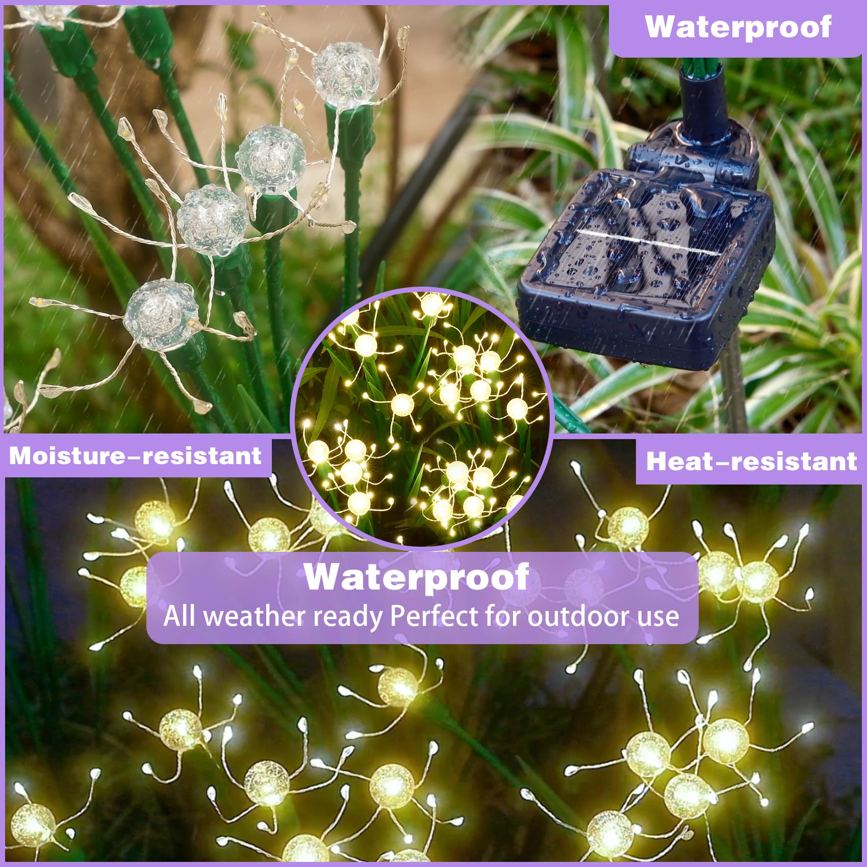 Dooyard Solar Swaying Garden Lights – Firefly Effect Outdoor Led Lights With Solar Panel, Waterproof Pathway Lights For Yard & Holiday Decor (4Pack)