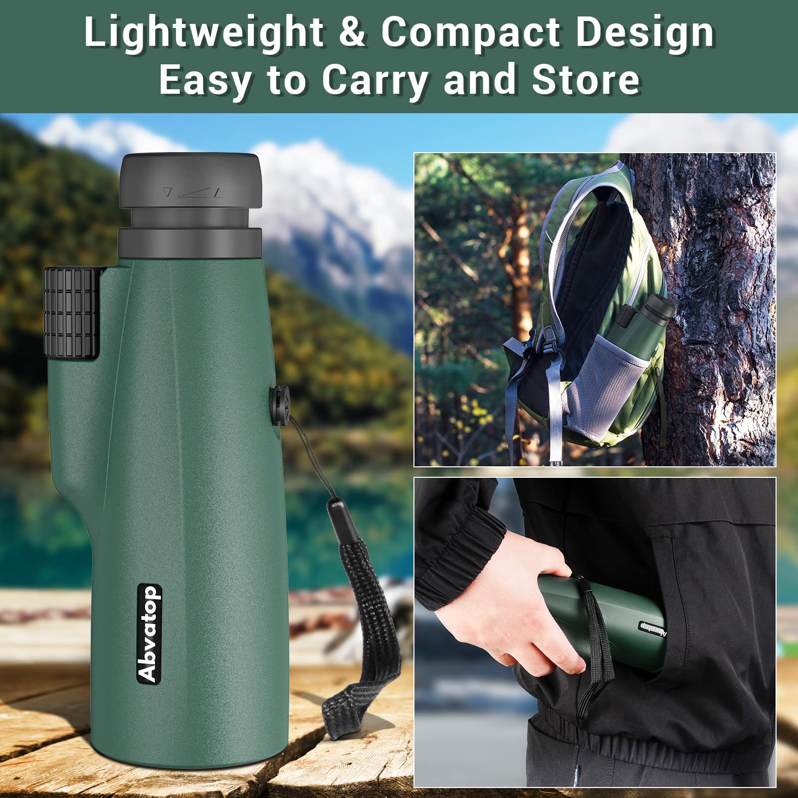Abvatop 15X50 Monocular Telescope For Smartphone, Monoculars For Adults High Powered High-Definition Portable Handheld Telescope With Phone Adapter Bak4 Prism Fmc Lens For Hiking Hunting Camping Bird Watching