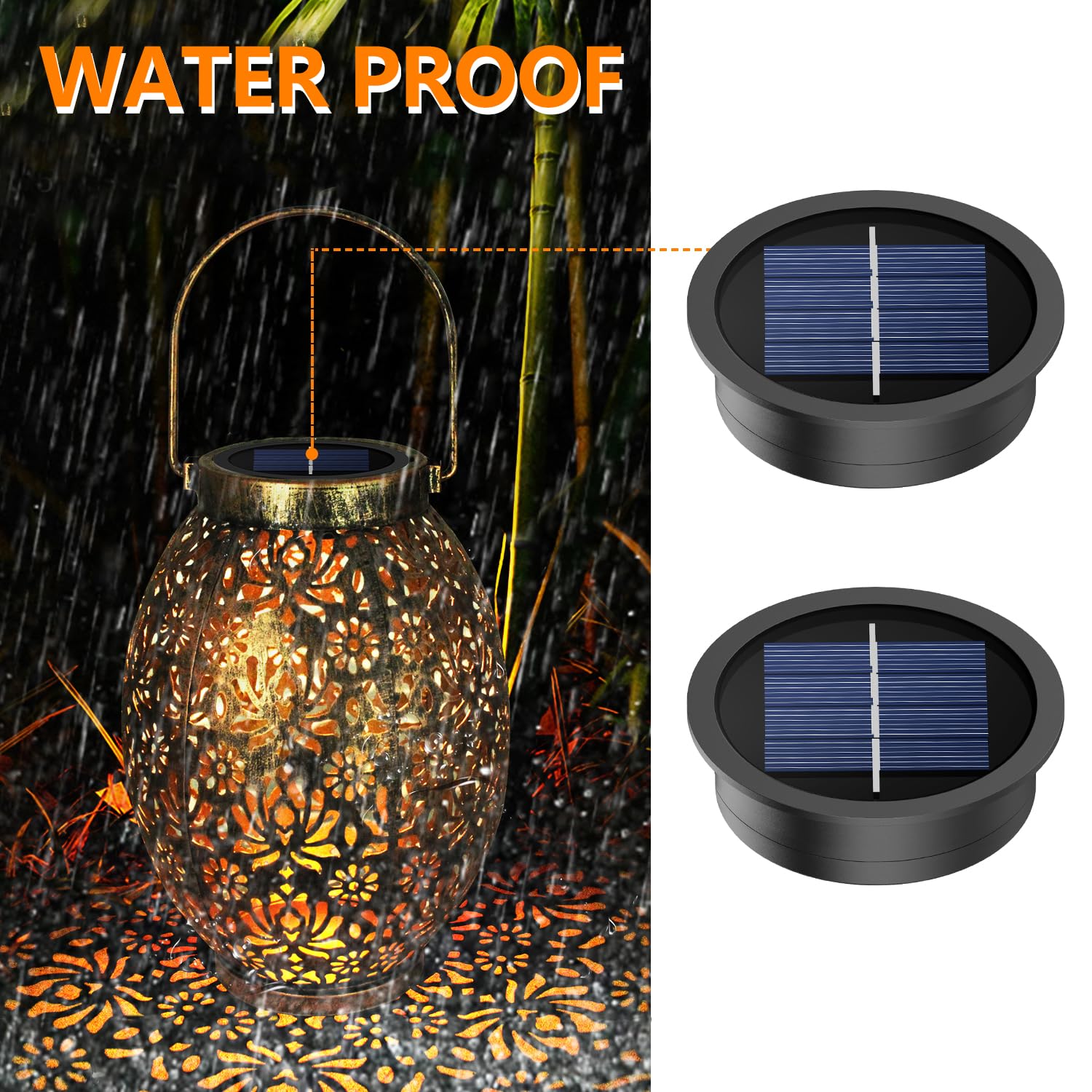 X-Prek 2 Pack Replacement Solar Light Parts(Top Size 2.76 Inches, Bottom Size 2.36 Inches),7 Lumens Warm White Led Waterproof Solar Light Replacement Top Kit For Outdoor Diy Hanging Lanterns