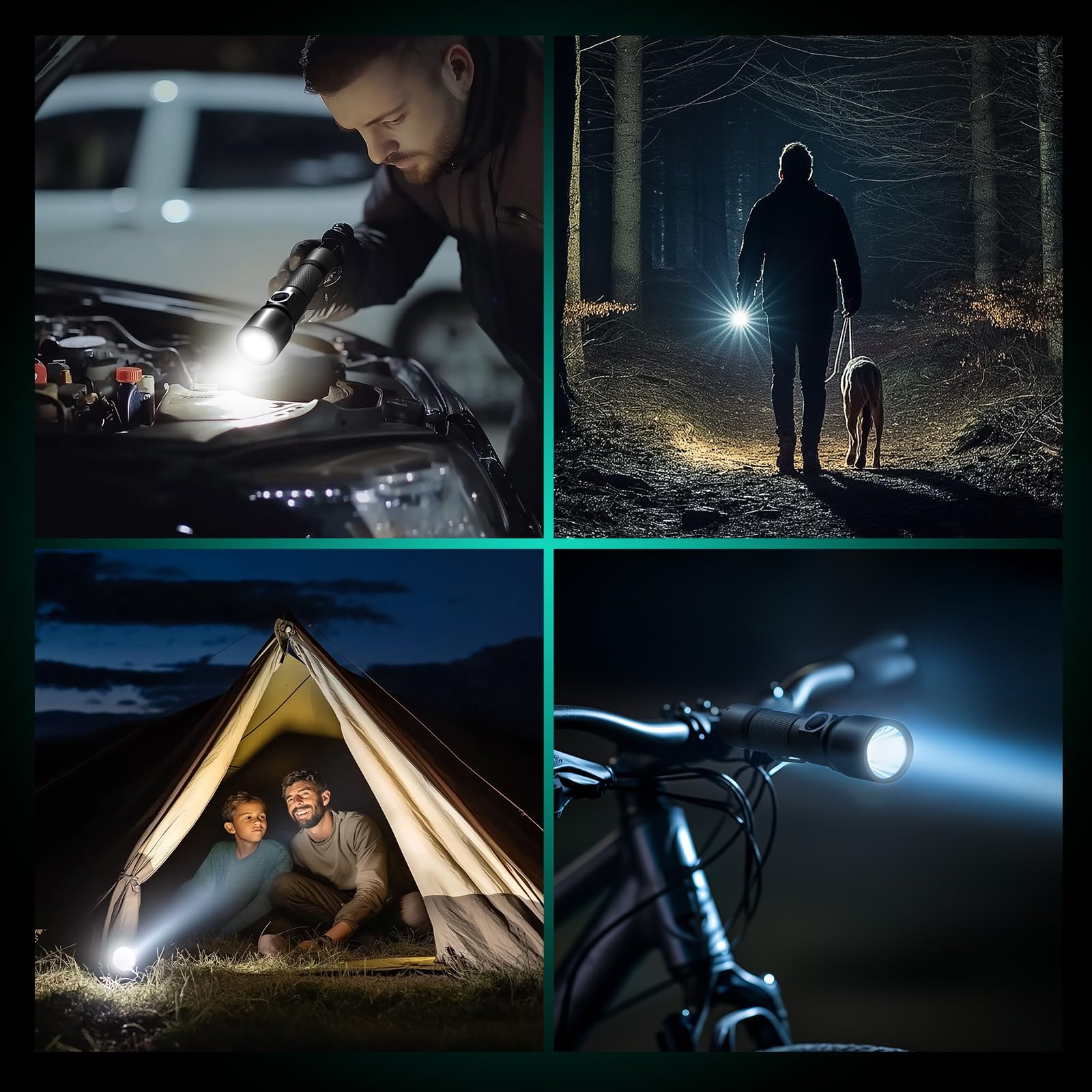 Consciot Rechargeable Flashlight One Click On/Off, Max. 1200 Lumens, 7 Modes Adjustable Including Lock Mode, Powerful Handheld Flash Light Outdoor For Camping, Hiking, Dog Walking, Emergency