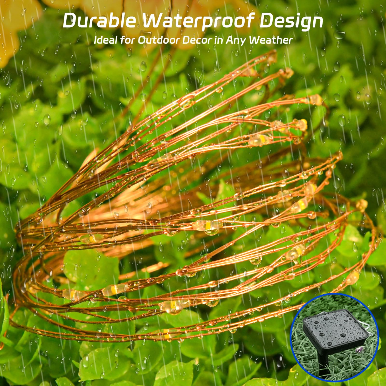 Cshare Solar Fairy Lights Outdoor Waterproof,16.4Ft 50Led Solar String Lights For Outside 8 Modes 2 Packs For Christmas Halloween Holiday Patio Backyard Garden Deorations Warm White