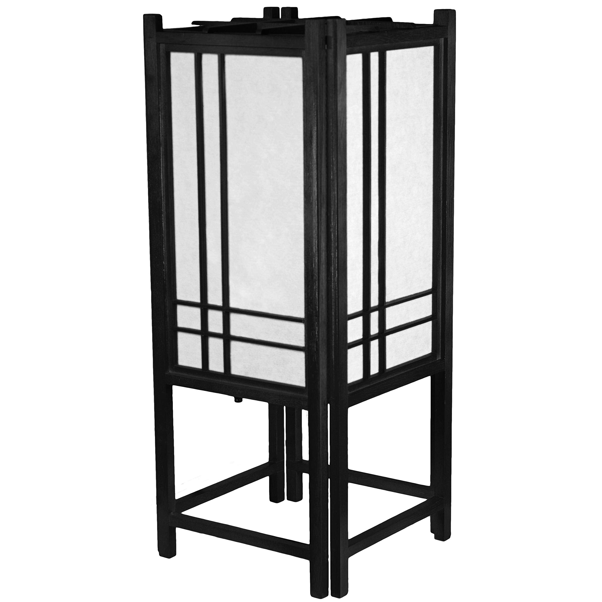 Red Lantern 18" Double Cross Shoji Lamp, Black