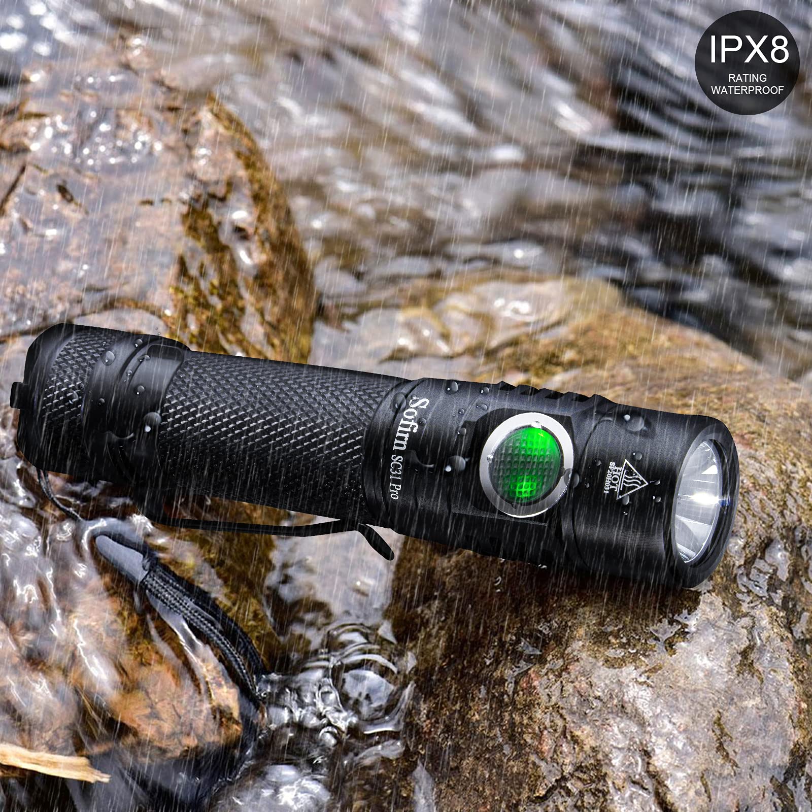 Sofirn Sc31 Pro 2000 Lumen Flashlight, Rechargeable Flashlight With Powerful Sst40 Led 6500K, For Edc Camping Hiking Fishing Dog Walking (Black)