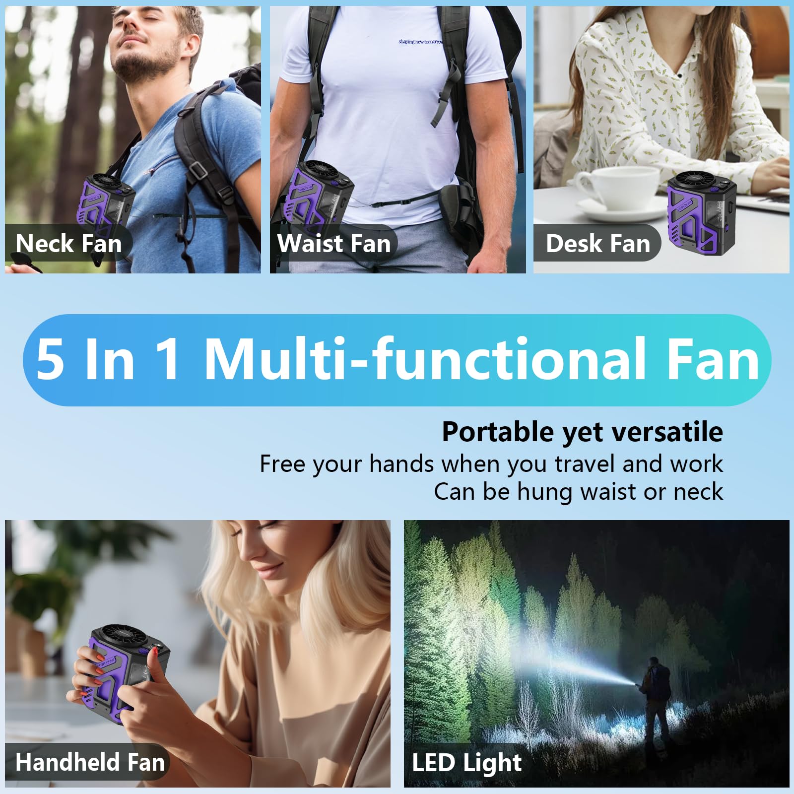 Portable Waist Fan Personal 10000Mah 10 Speeds Shirt Belt Fan Clip On Cooling Wearable Air Condition