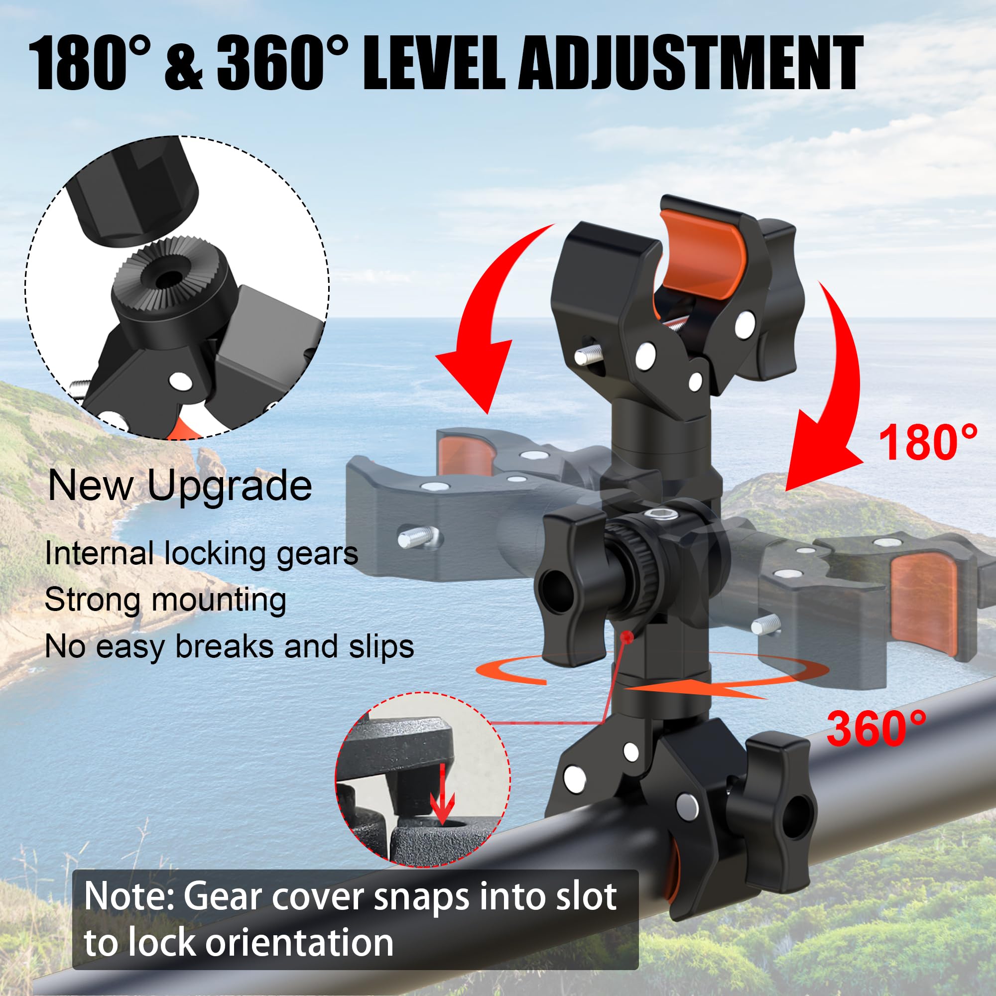 Rgbtek Double Clamp Mount Bracket Magic Arm With 1/4" Screw Interface, Double Camera Clamp For Umbrella Clamp, Photo Studio Light Stand, Bike, Motorcycle, Pole, Cross Bars, Chair, Photography Reflector, Flag
