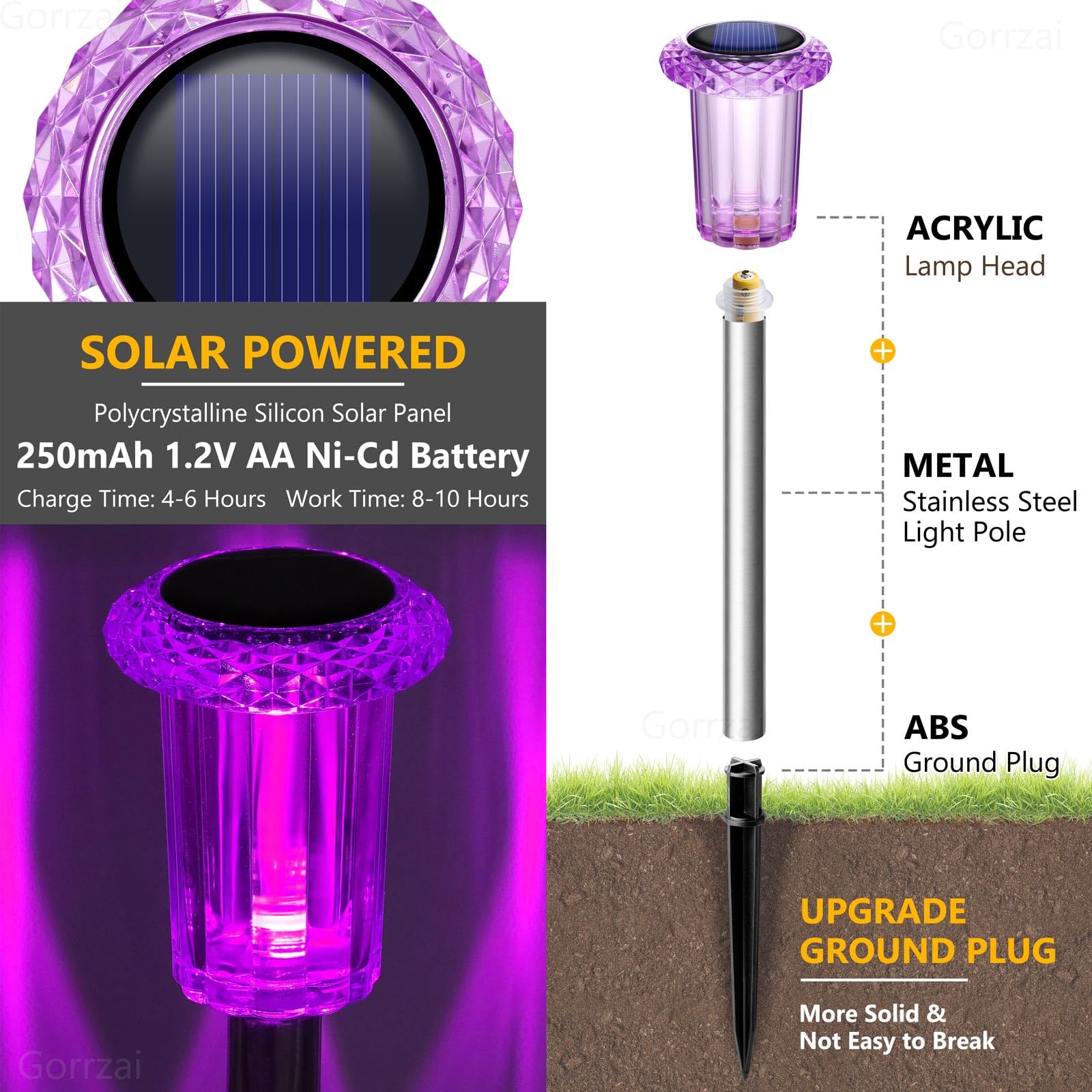 Gorrzai Solar Lights Outdoor 15 Pack Solar Pathway Lights Outdoor Halloween Decorations Waterproof Yard Lighting For Driveway Garden Walkway Path Landscape Lawn (Purple)