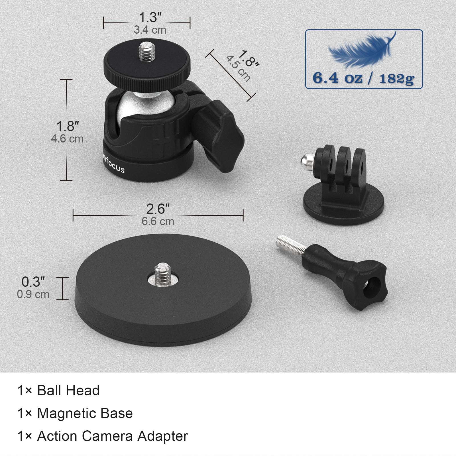Minifocus Magnetic Camera Mount For Gopro, Magnet Mount Base Stand With 360° Rotation Ball Head For Gopro Hero, Dji Osmo, Akaso, Insta360 And More, Attaches To Steel Or Other Magnetic Surfaces