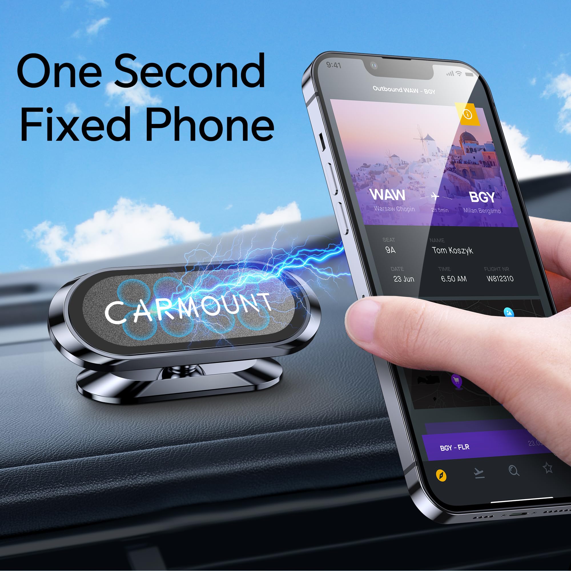 Mag-Carmount 【2-Pack】 Magnetic Phone Holder For Car【Super Magnets】Carmount 2.0 Magnetic Phone Mount【360°Rotation】Universal Dashboard Cell Phone Holders For Your Car Phone Mount For Car Mount For Iphone & All Car