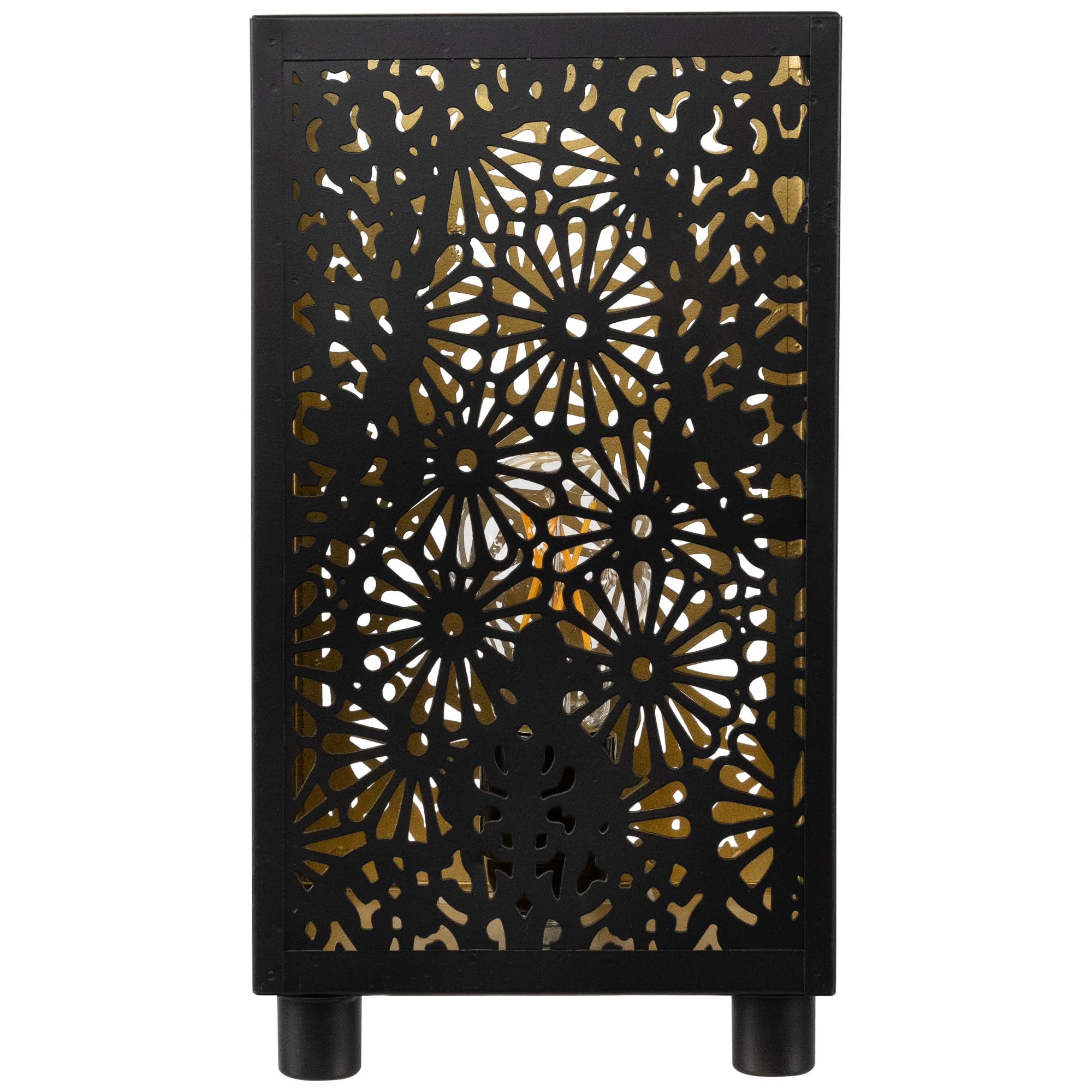 Northlight Floral Laser-Cut Iron Table Lamp - 11" - Black And Gold