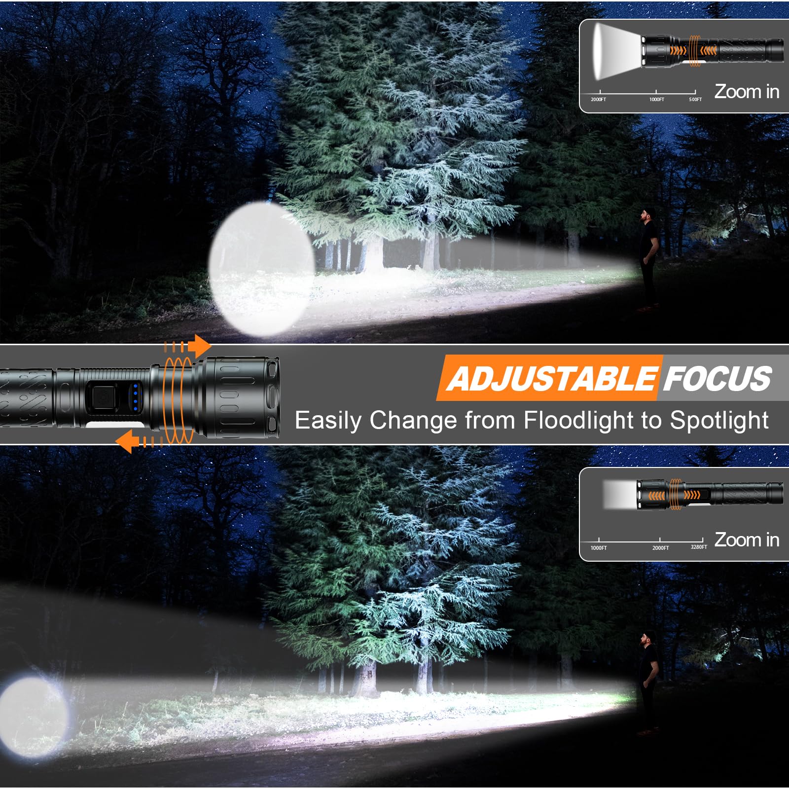 Morevac Flashlights High Lumens Rechargeable- 100,000Lm Super Bright Tactical Magnetic Led Flash Light With 8 Modes,Cob Work Light,Waterproof,Power Handheld Flashlight For Emergency,Hurricane,Hiking