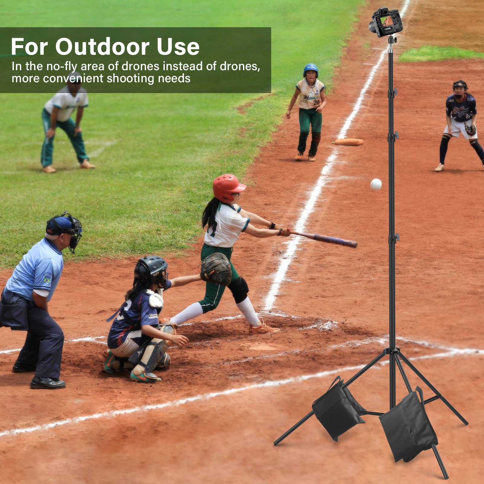 Sdfghj 16.4' Sky High Tripod Tall Video Camera Sports Tripod Stand, 16.4Ft/197Inch/500Cm Heavy Duty Photography Light Stand For Filming Recording Gopro Sport Game Photo