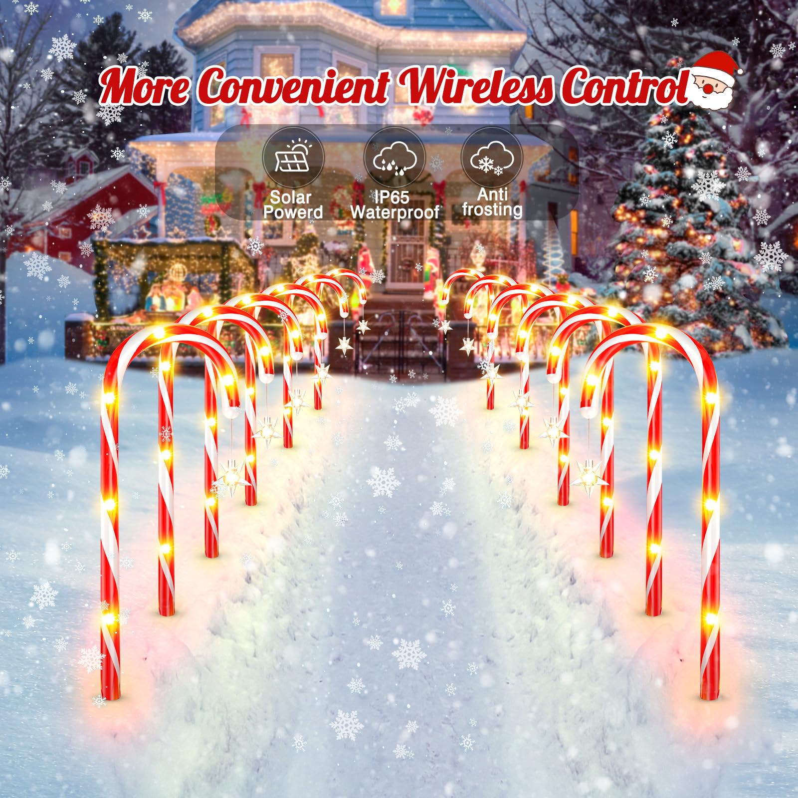 Ahaorigin Christmas Decorations Outdoor, 12 Pack Solar Candy Cane Lights Christmas Yard Decorations Outside With 10 Modes And Bright 72 Led, 28Ft Longer Waterproof Solar Christmas Pathway Lights