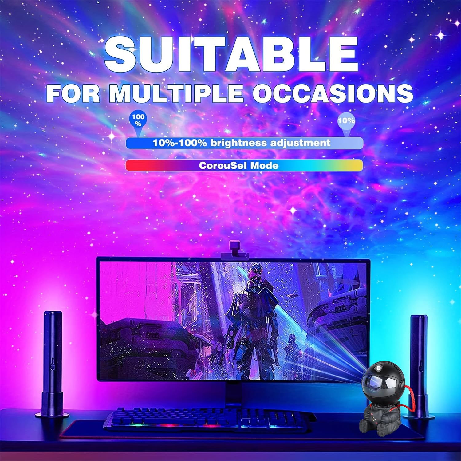 Yxqua Astronaut Star Projector, Star Projector Galaxy Light For Kids，8 Modes Remote And 270° Adjustable Led Lights For Bedroom, Girls Room Decoration, Home Theater, Ceiling, Timer(Original Black)