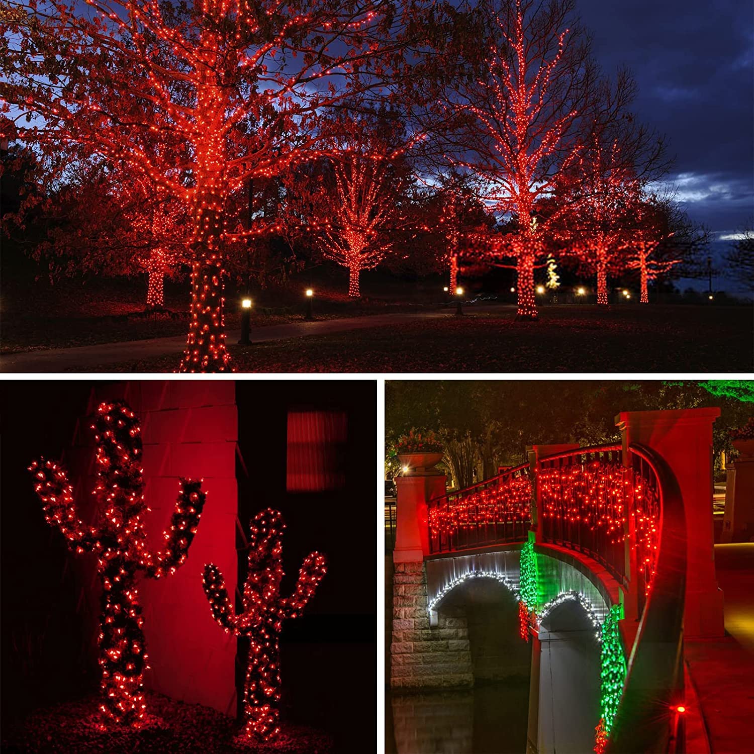 Bhclight 66Ft 200 Led Fairy Lights Plug In, Waterproof String Light Outdoor 8 Modes Christmas Lights Bedroom Decor, Twinkle Light For Girl'S Room Garden Christmas Decorations (Red&Green)