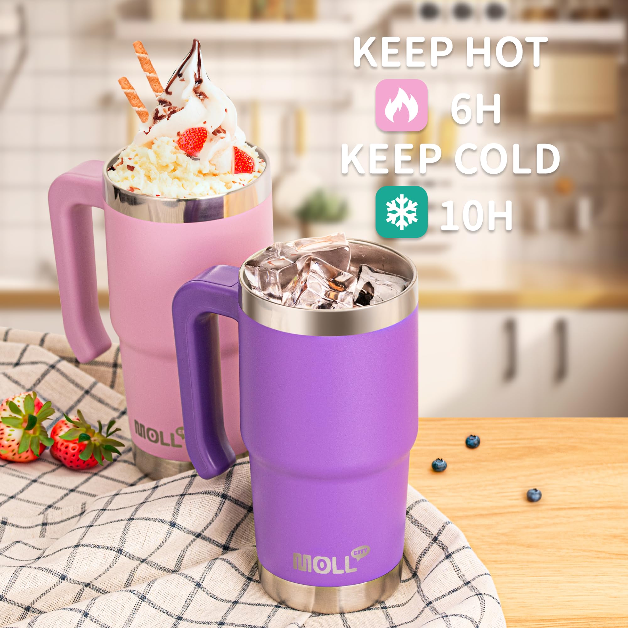 Kids 16 Oz Tumbler With Handle-Stainless Steel Double Wall Vacuum Insulated Travel Mug Water Cup