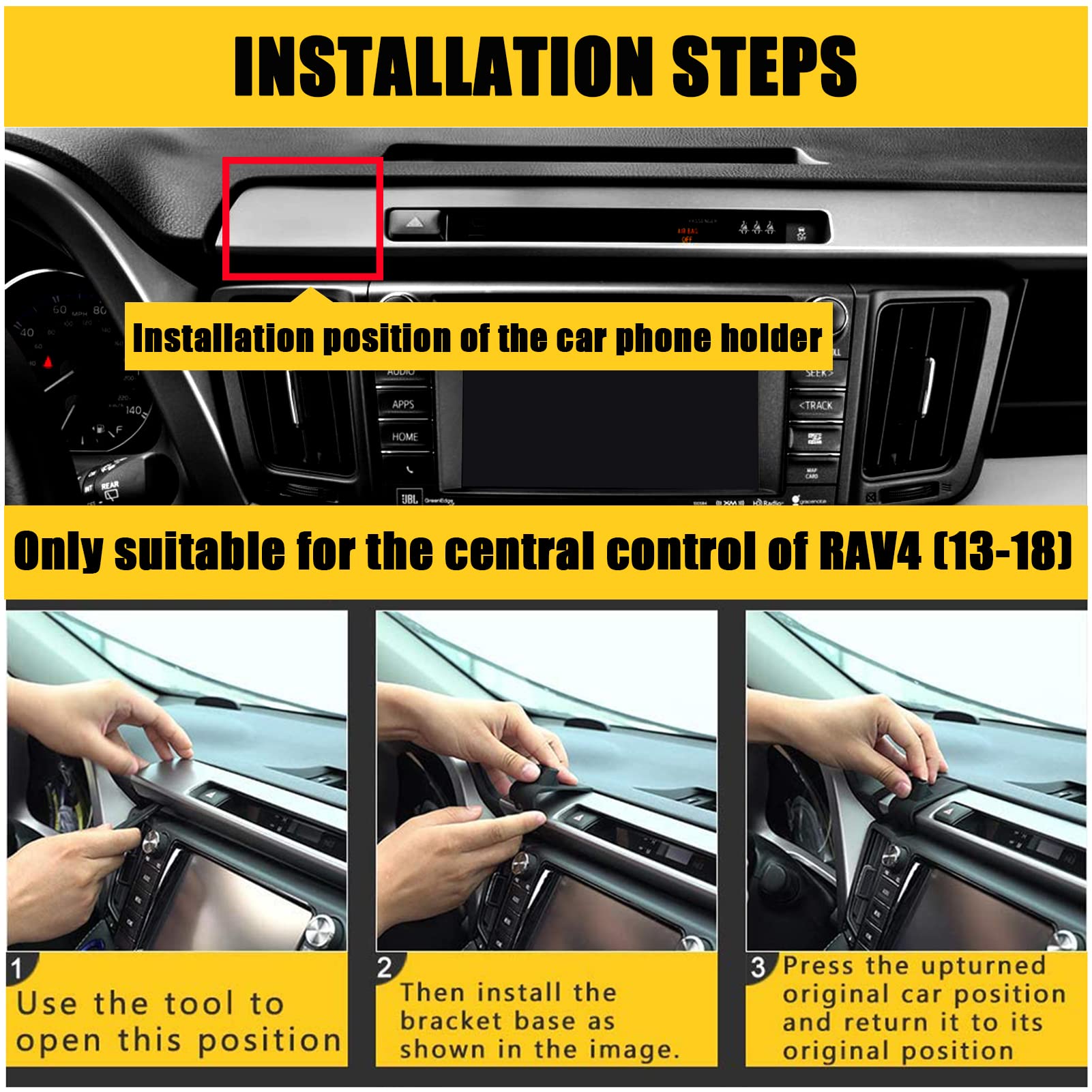 Ve Ve Power Car Phone Holder, Air Vent Hands  Adjustable Phone Stand, Auto Cradles Dashboard Mount For Toyota Rav4 2013-2018, Custom Magnetic Navigation Bracket For All Smartphone, For Iphone