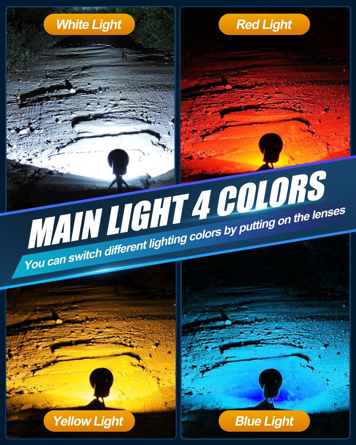 Victoper Spotlight For Camping, 1000000 Lumens Bright Handheld Spot Light, 12000 Mah Rechargeable Led Flashlight, 3+3 Modes 4 Colors Waterproof Spotlight Hunting Caving Camping Essentials Gear
