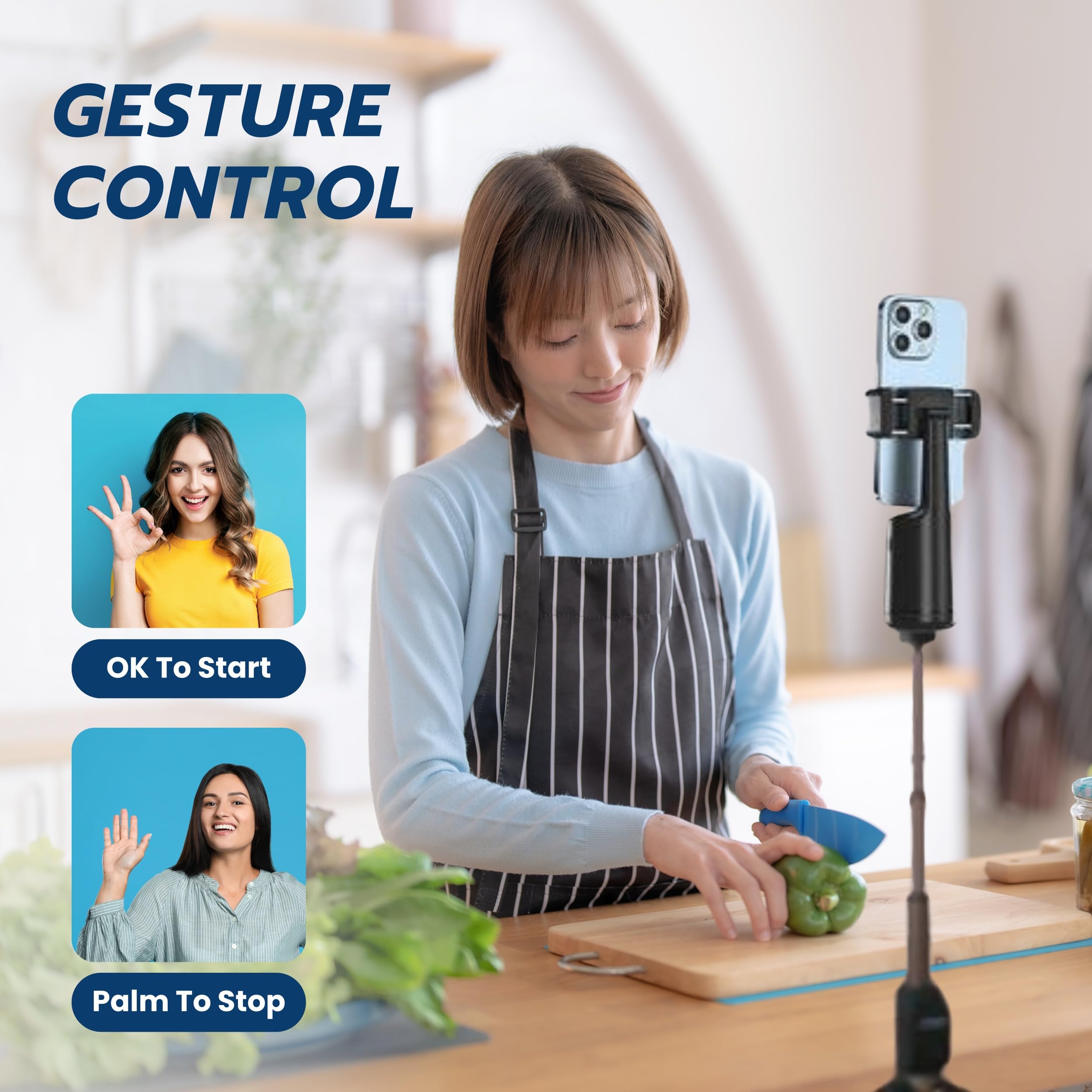 J&D Collection J&D Collection- Intelligent Phone Tripod With Automatic Face Tracking - 360° Rotation, Face & Body Ai Tracking, Universal Compatibility For Ios & Android, Usb Port, Sleek Black Design (Black)