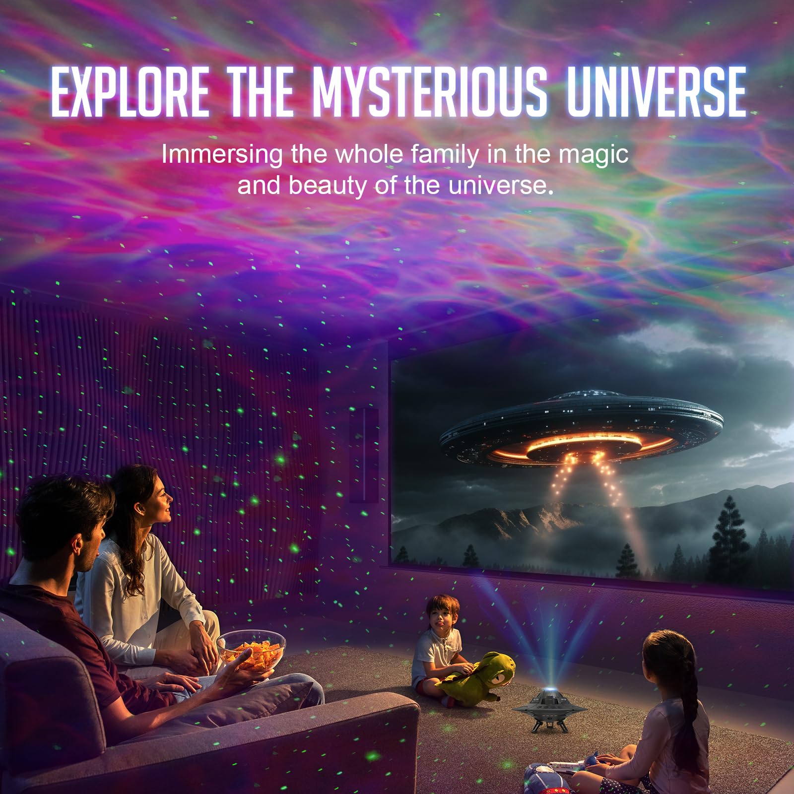 Shjqjjlbcq Ufo Galaxy Projector, Led Lights For Bedroom, Star Projector, Night Light For Kids And Adults, Starry Nebula Ceiling Led Lamp, Room Decor Aesthetic,  For Christmas, Birthdays, Valentine'S Day