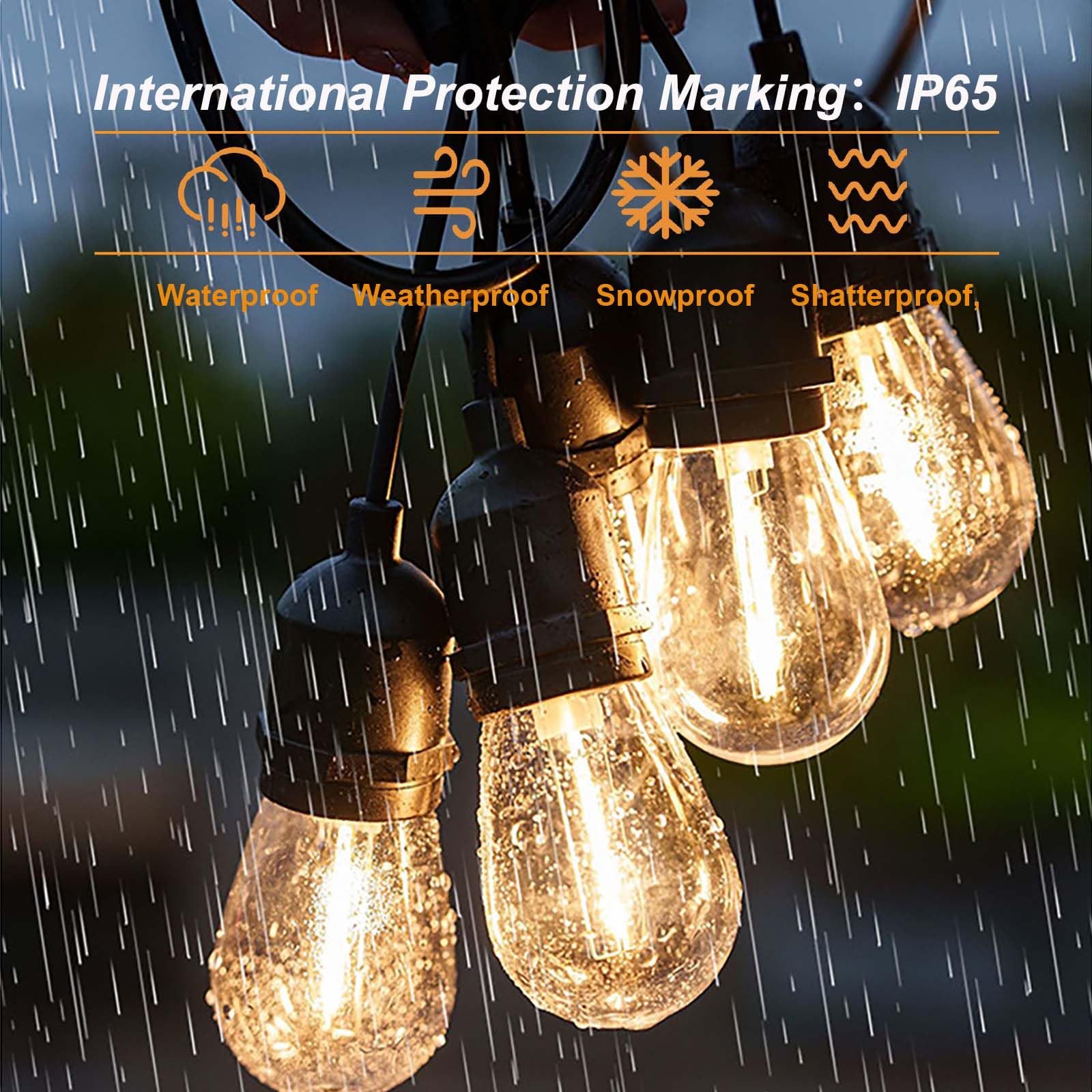 Abulber 25 Pack S14 Led Outdoor String Light Replacement Bulbs,Clear Plastic,Shatterproof,Waterproof.1 Watt To Replace 11 Watts Incandescent Bulb,120V 2700K E26,Warm White