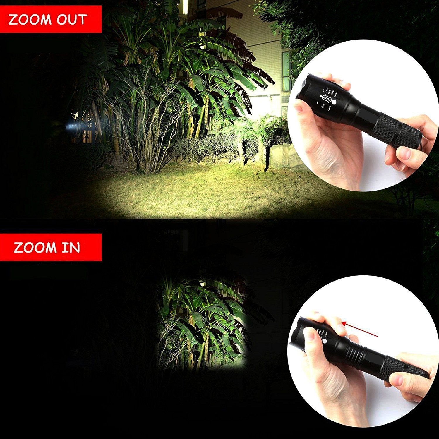 Hisonde Military Grade 5 Mode High Lumens Tactical Led Waterproof Flashlight,4-Pack