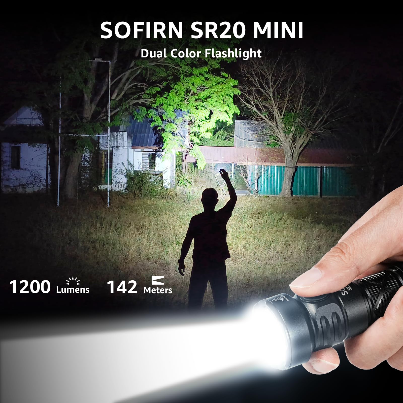 Sofirn Led Rechargeable Red Flashlight, Sr20 Mini Bright Flashlight With 1200 Lumens Bright White Light, Red Light, Waterproof Samll Light For Camping Hiking Hunting Fishing