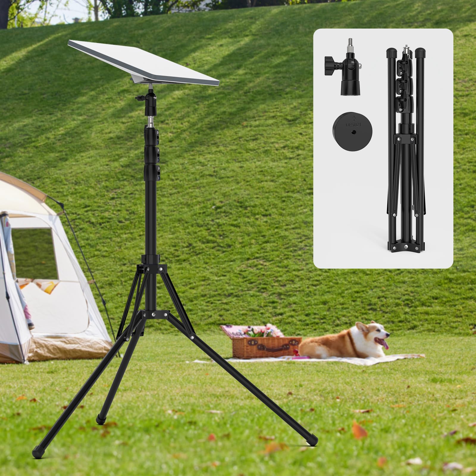 Koroao Starlink Mini Tripod Mount, Starlink Mini Adapter With 1/4'' Screw Mounting Tripod Stand, Adjustable Height 36-70In Starlink Mount, Pole Mounting Kit For Starlink Gen 4(V4) Standard Dish