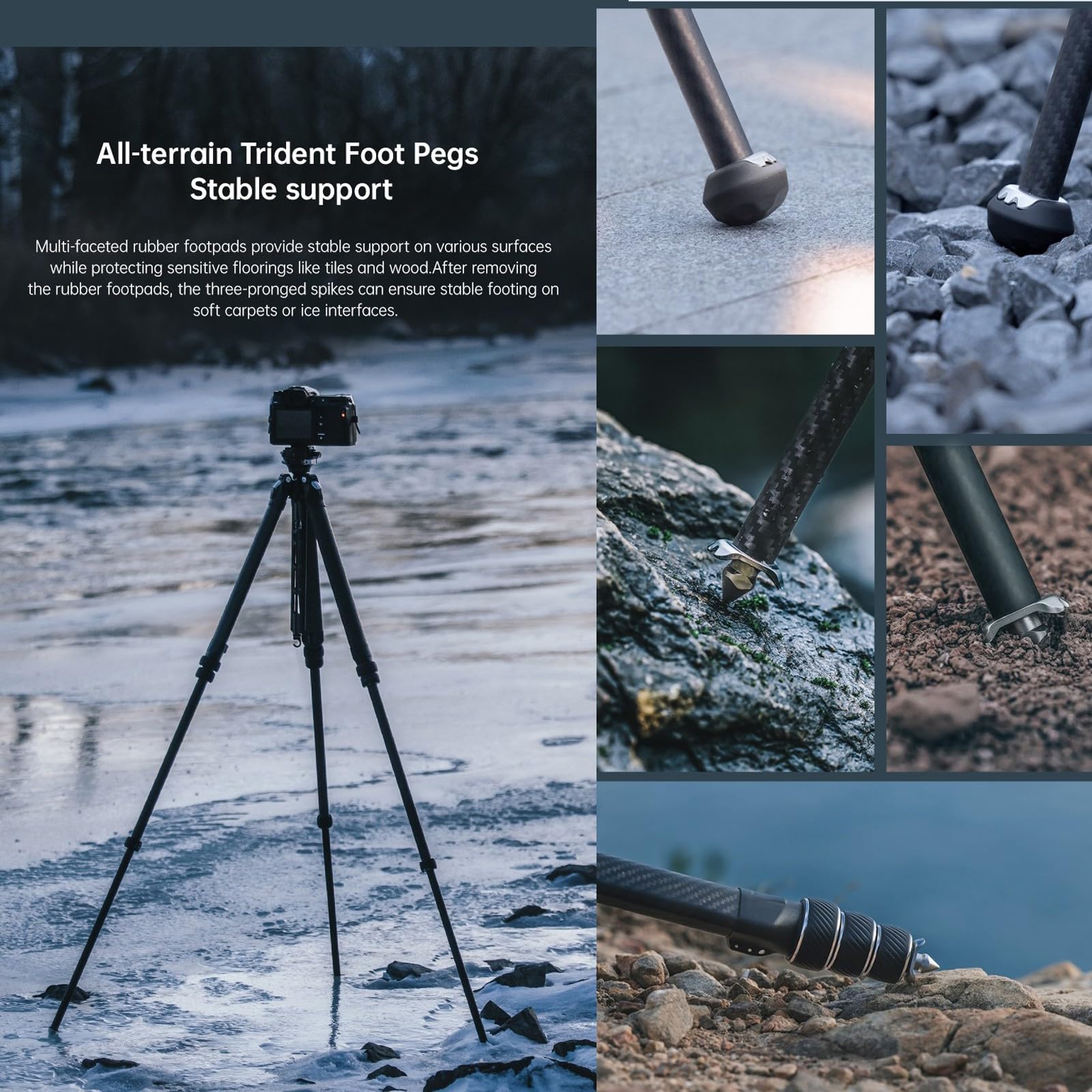 Eachshot Falcam Treeroot 61" F38 Pro Quick Lock Travel Tripod,With 360 Degree Damping Ball Head Load Capacity 5Kg/11Lbs,Carbon Fiber Tripod With F22 Interfaces, 1/4" Screw,Carry Strap Holes For Cameras