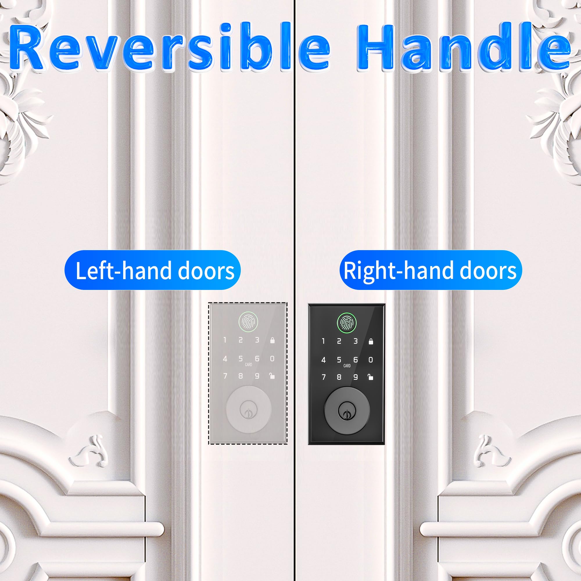 Klozar Smart Door Lock With Fingerprint, Keyless Entry Door Lock With Built-In Bluetooth,Fingerprint Id,App Remote Control,Auto Unlock,Door Status Alert