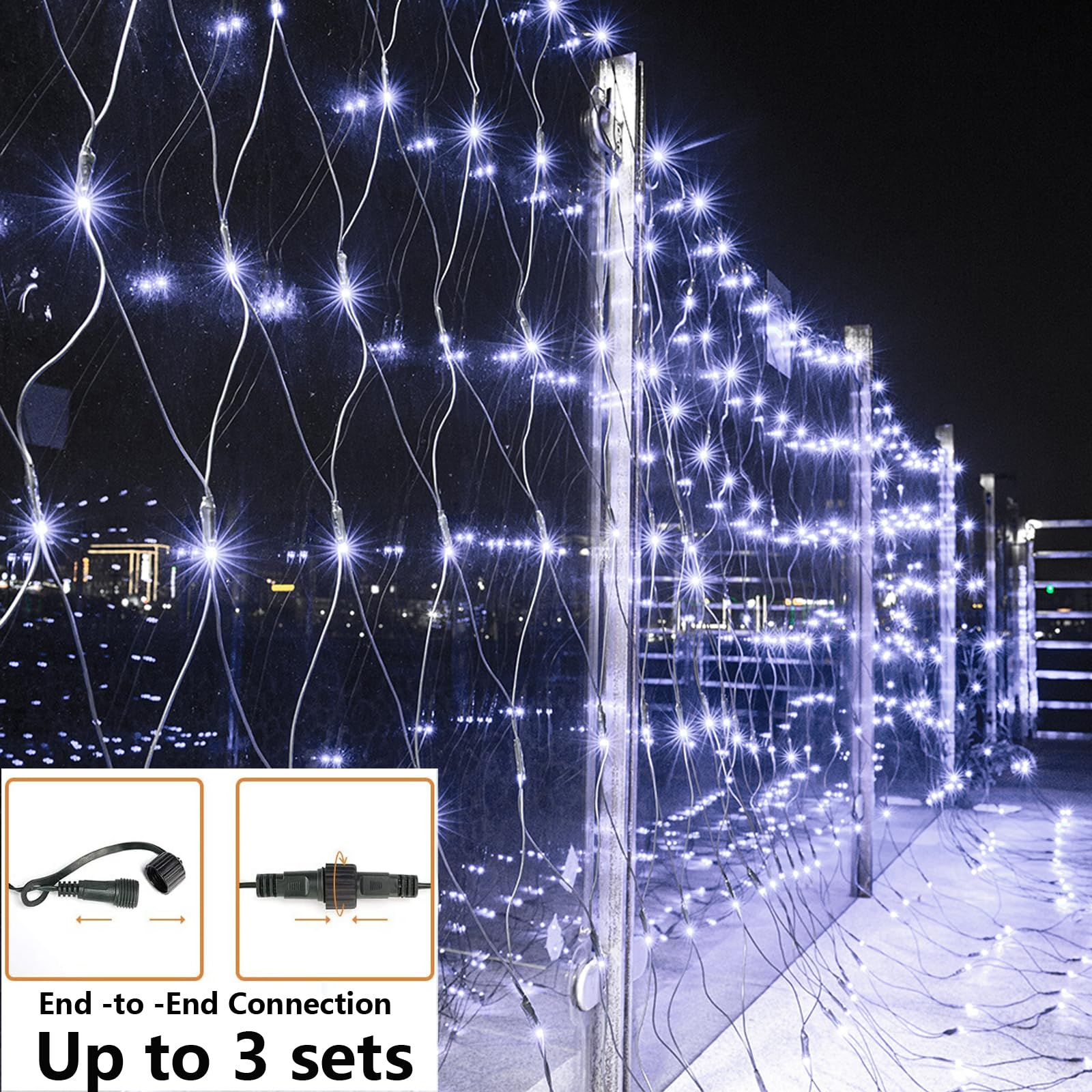 Joomer 12Ft X 5Ft 360 Led Christmas Net Lights, 8 Modes Bush Mesh Lights Connectable, Timer, Waterproof For Christmas Trees, Bushes, Garden, Outdoor Decorations (Green Wire, White)
