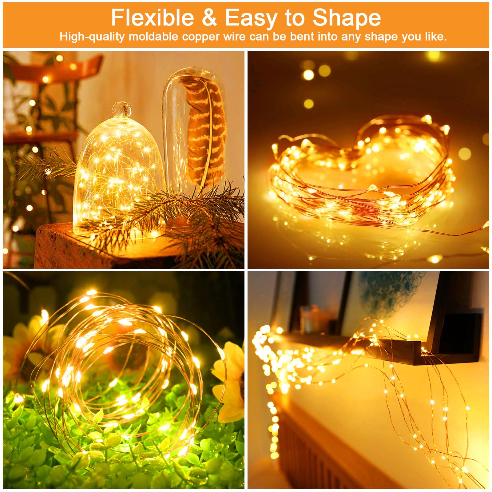 Cshare Solar Fairy Lights Outdoor Waterproof,16.4Ft 50Led Solar String Lights For Outside 8 Modes For Patio Backyard Garden Deorations Warm White 1 Pack