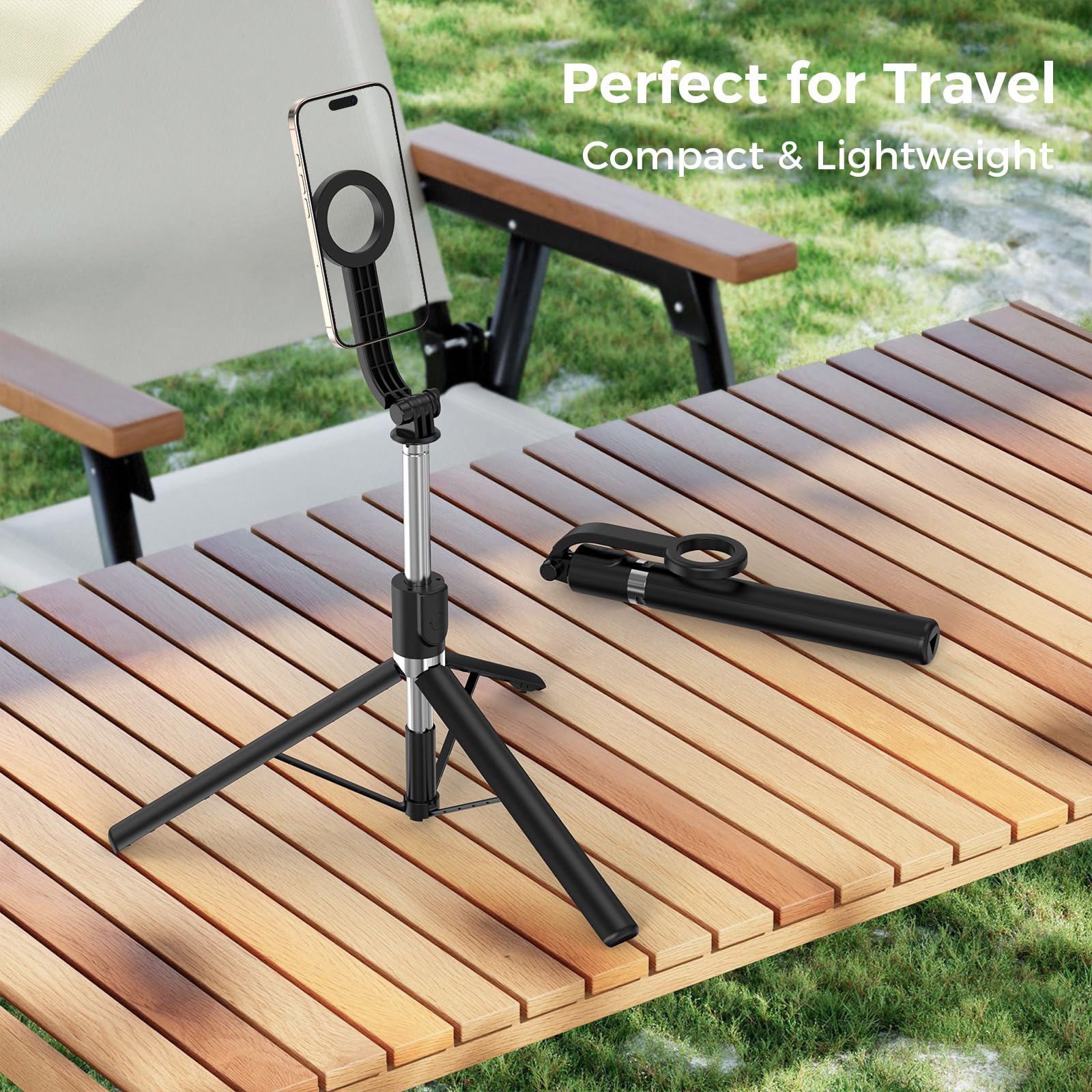 E-Tree Magnetic Selfie Stick Tripod For Magsafe Iphone, 67" Cell Phone Tripod Stand With Remote
