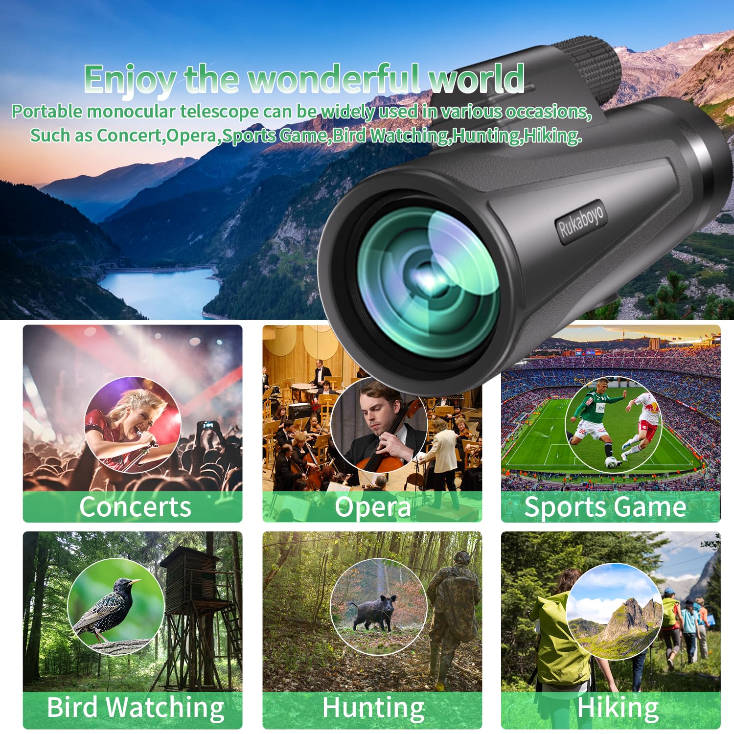 Digitgarden Hd Monocular Telescope High Powered With Smartphone Adapter Tripod Bak4 Prism For Wildlife Bird Watching Hunting Travel Camping Stargazing Hiking (12X50 Hd Monocular)