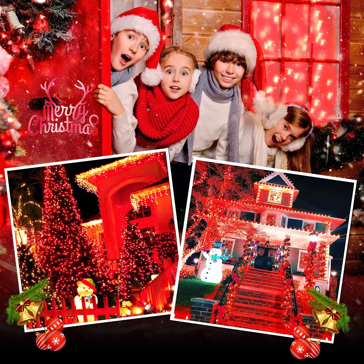Fullbell String Lights Red Room Decor Cherry Blossom Lfights Red Flower String Lights 100 Led Memorable Extendable Red String Lights Red Led Lights (Red)