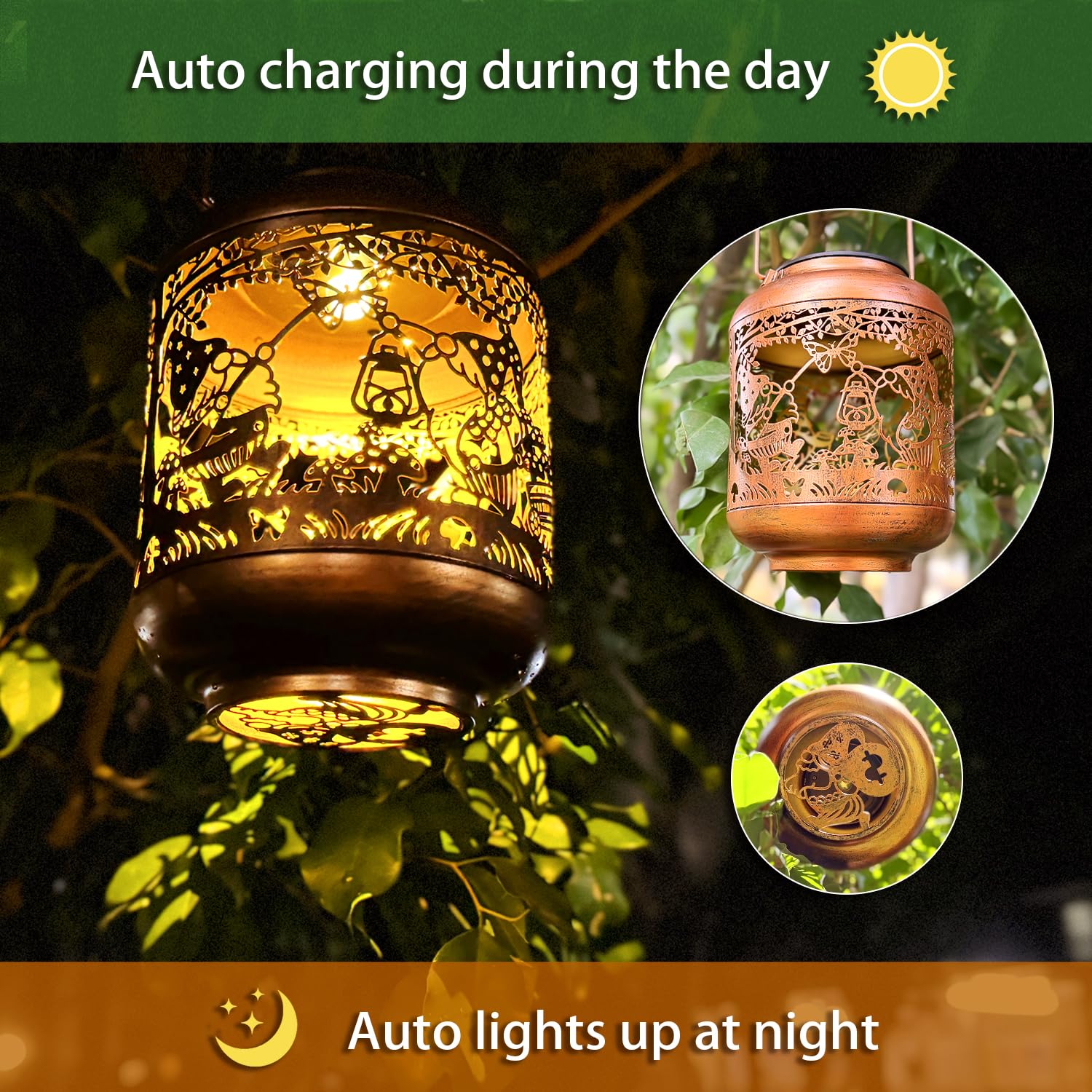 Tiggsy Gnomes Solar Lanterns Outdoor Waterproof,Hanging Solar Lights Gnome  For Women Metal Led Decorative Light For Yard,Patio,Lawn,Tabletop,Pathway,Landscape,Garden Gnomes Decor