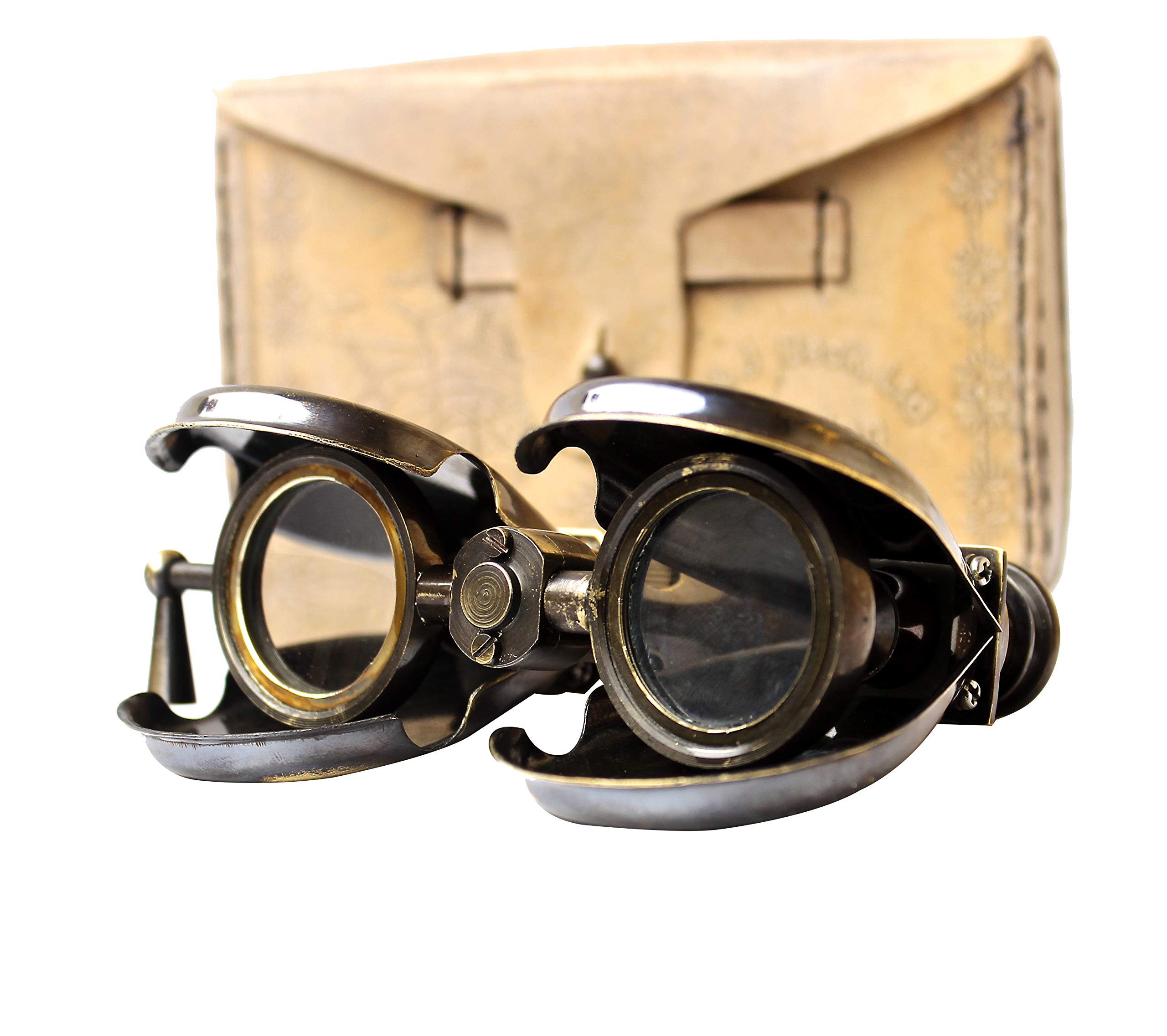 Collectiblesbuy Vintage 1857 R And J Beck Brass Binocular Antique Spy Glass With Leather Case Nautical Collectible For Travel Display Decor  For History Lovers