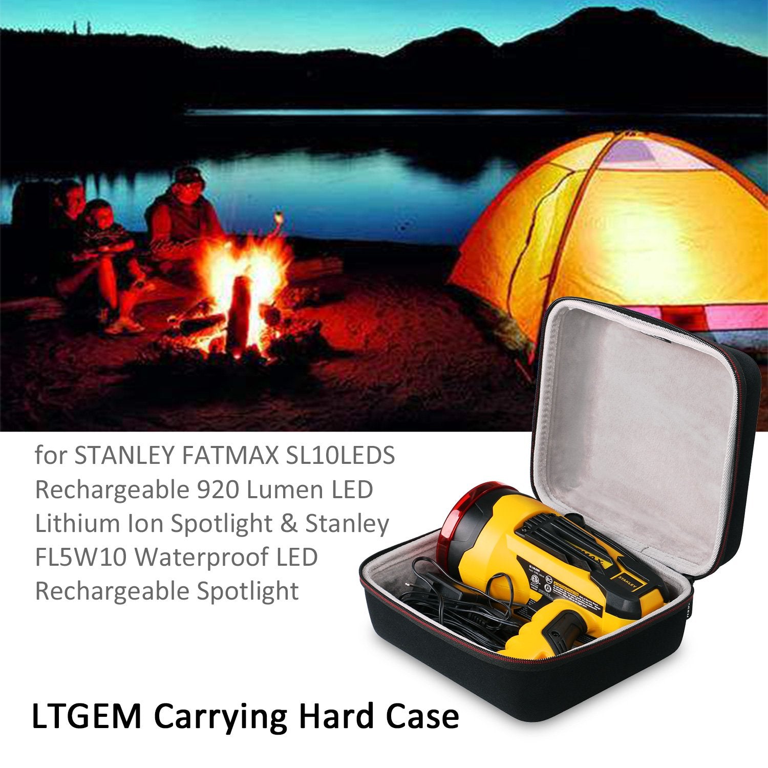 L Ltgem Ltgem Case Compatible With Stanley 2200 Lumen Rechargeable Lithium Ion Ultra Bright Led Spotlight Flashlight, Case Only