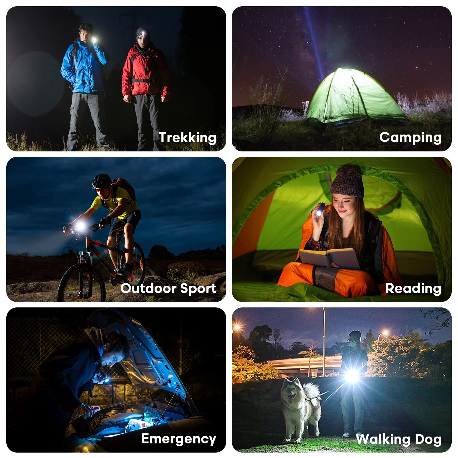 Mviocs 10 Pieces Led Flashlights Torch, High Lumens Mini Flashlight Waterproof Pocket Flash Light With 3 Modes, Adjustable Focus Zoomable For Camping, Hiking, Indoor, Outdoor, Home Use