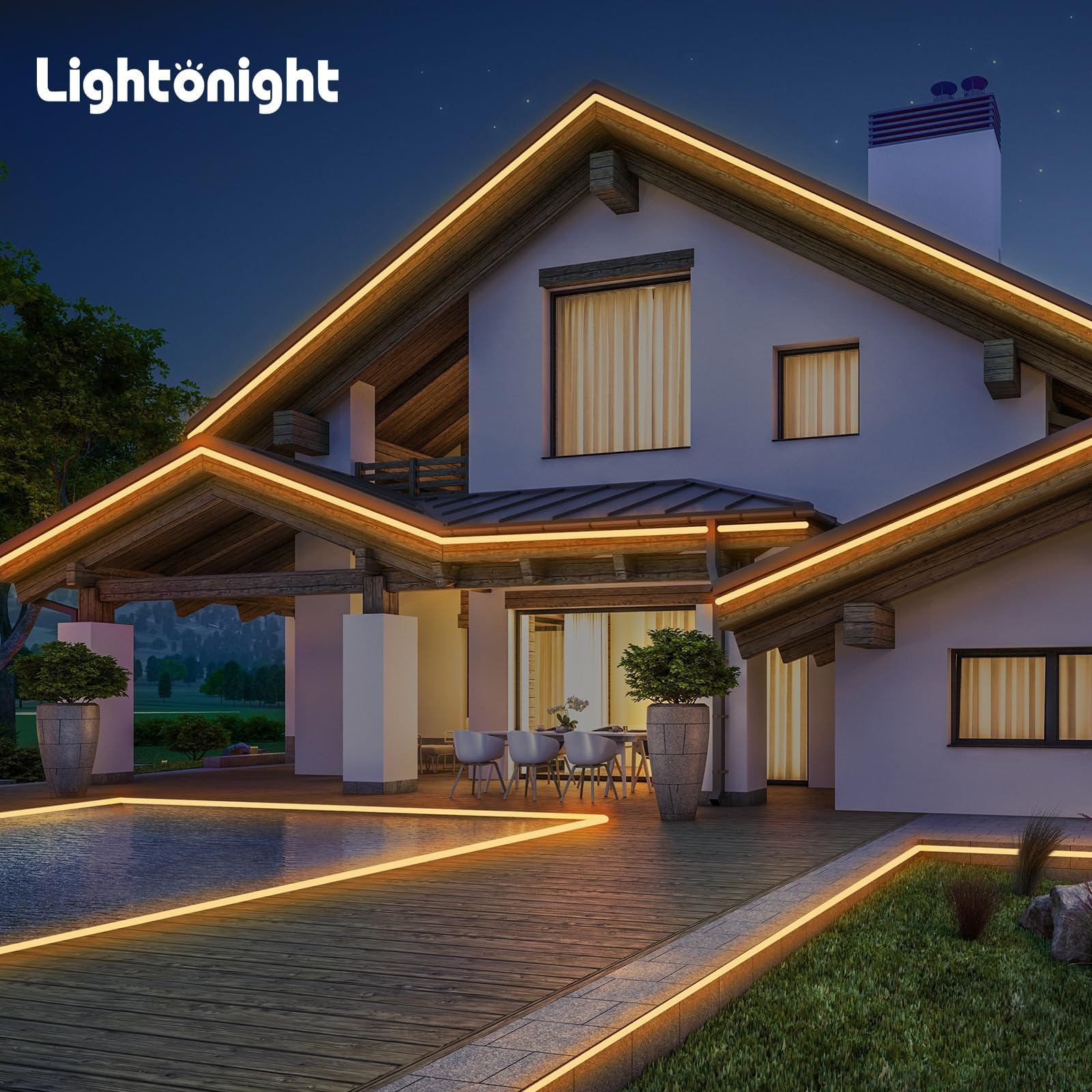 Lightonight Solar Strip Lights Outdoor, Led Strip Lights Solar Powered 6000Mah 32.8Ft 800 Led, Dust To Dawn Solar Strip With Remote Auto On/Off For Deck House Garden Balcony Pool(Warm White)