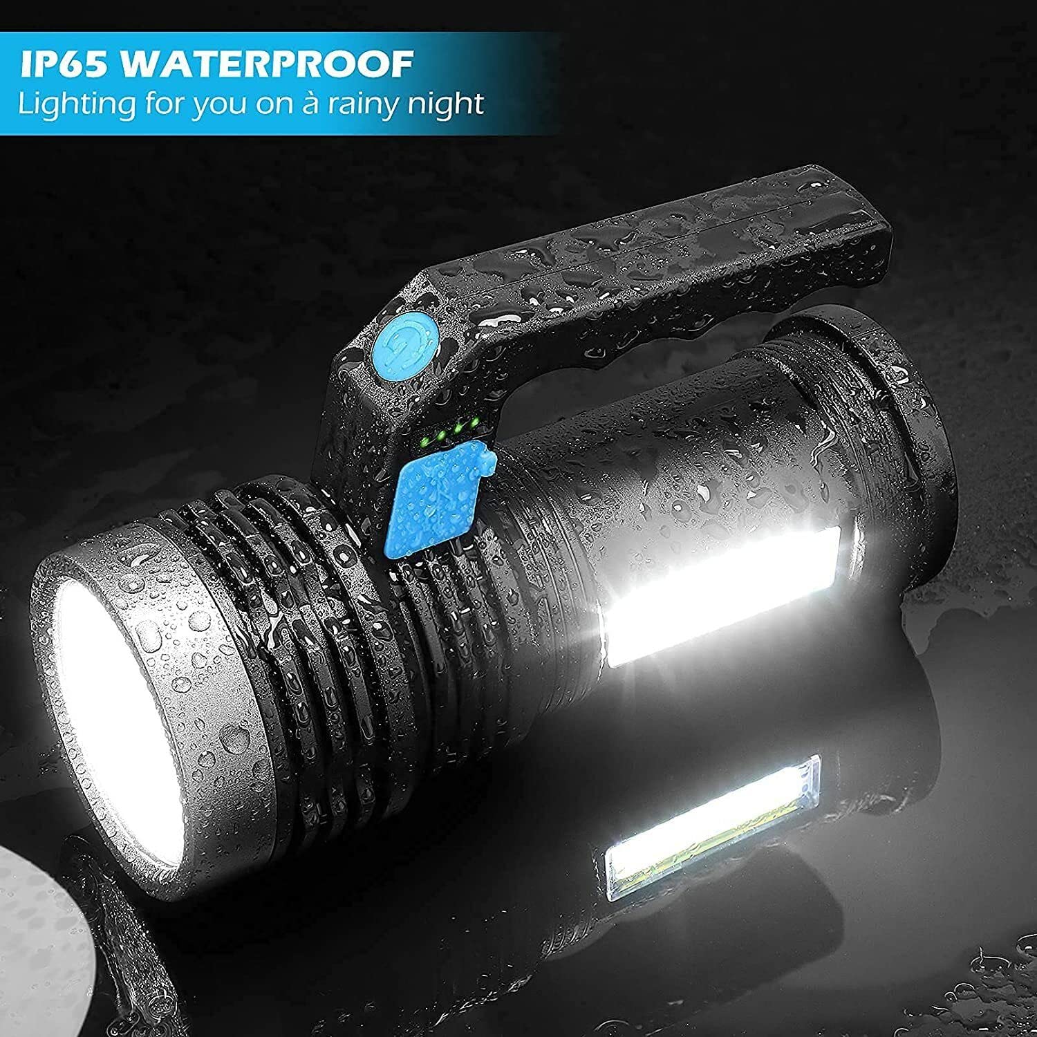 Wrrozz Led Flashlight High Lumens Usb Rechargeable Flashlight For Camping, Hiking, Walking, Powerful Emergency Flashlight With 4 Modes For Outdoor Use, Bright Flashlight With Sidelight Lantern