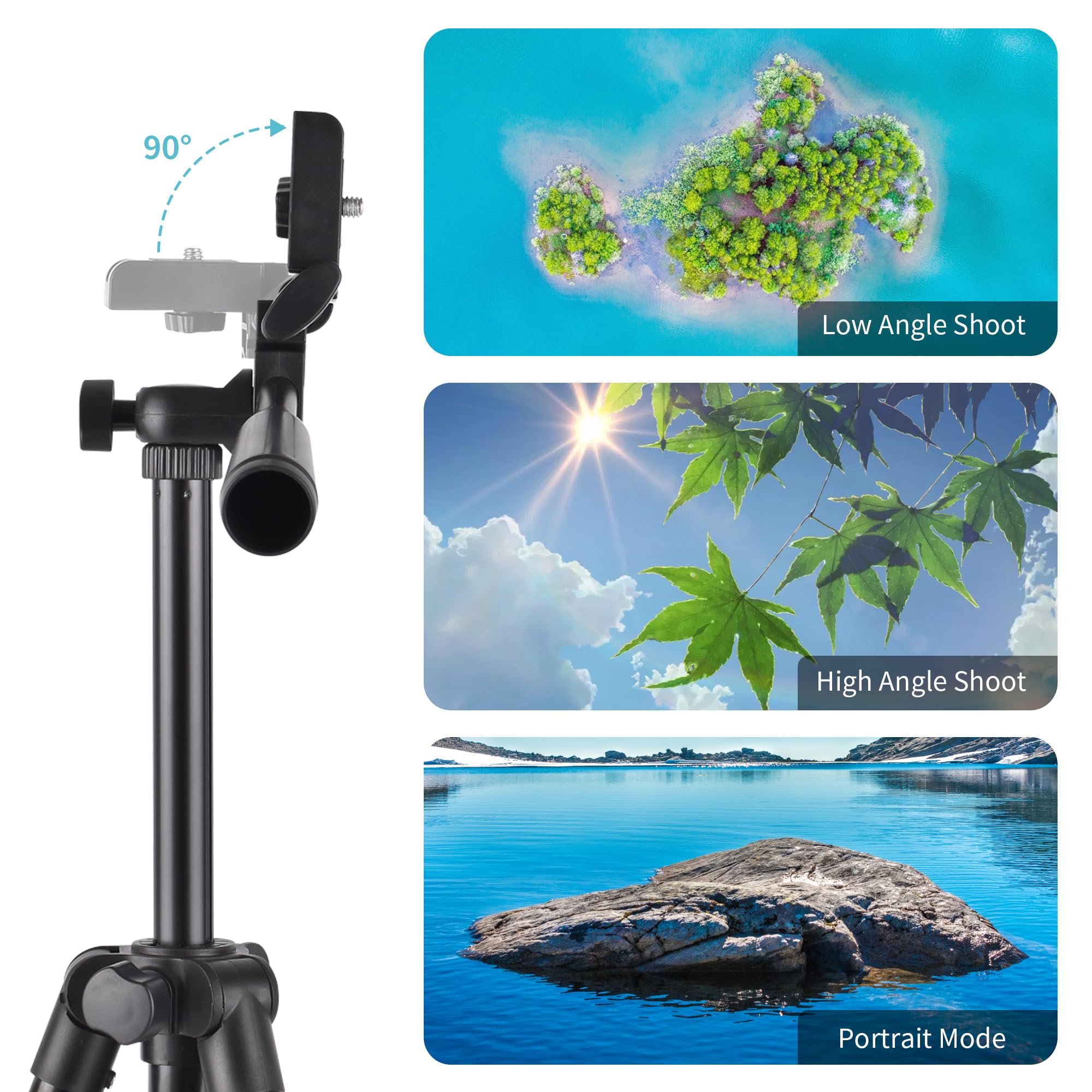 Bvgflr Lightweight Smart Phone Tripod Stand, 40" Aluminum Portable Extendable Travel Phone Tripod Stand With Phone Holder, Shutter, Carrying Bag, Perfect For Selfies/Live Stream/Vlogging/Video Recording