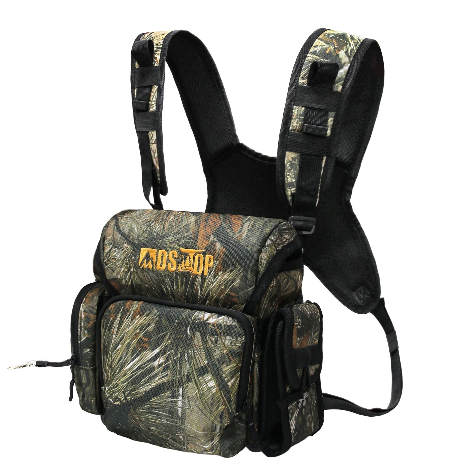 Mdstop Binocular Harness Chest Pack, Bino Case With Rangefinder Pouch, Bino Harness, Binocular Chest Pack, Bino Bag For Bird Watching,Hunting,Hiking,Shooting (Pine Needle Camo)