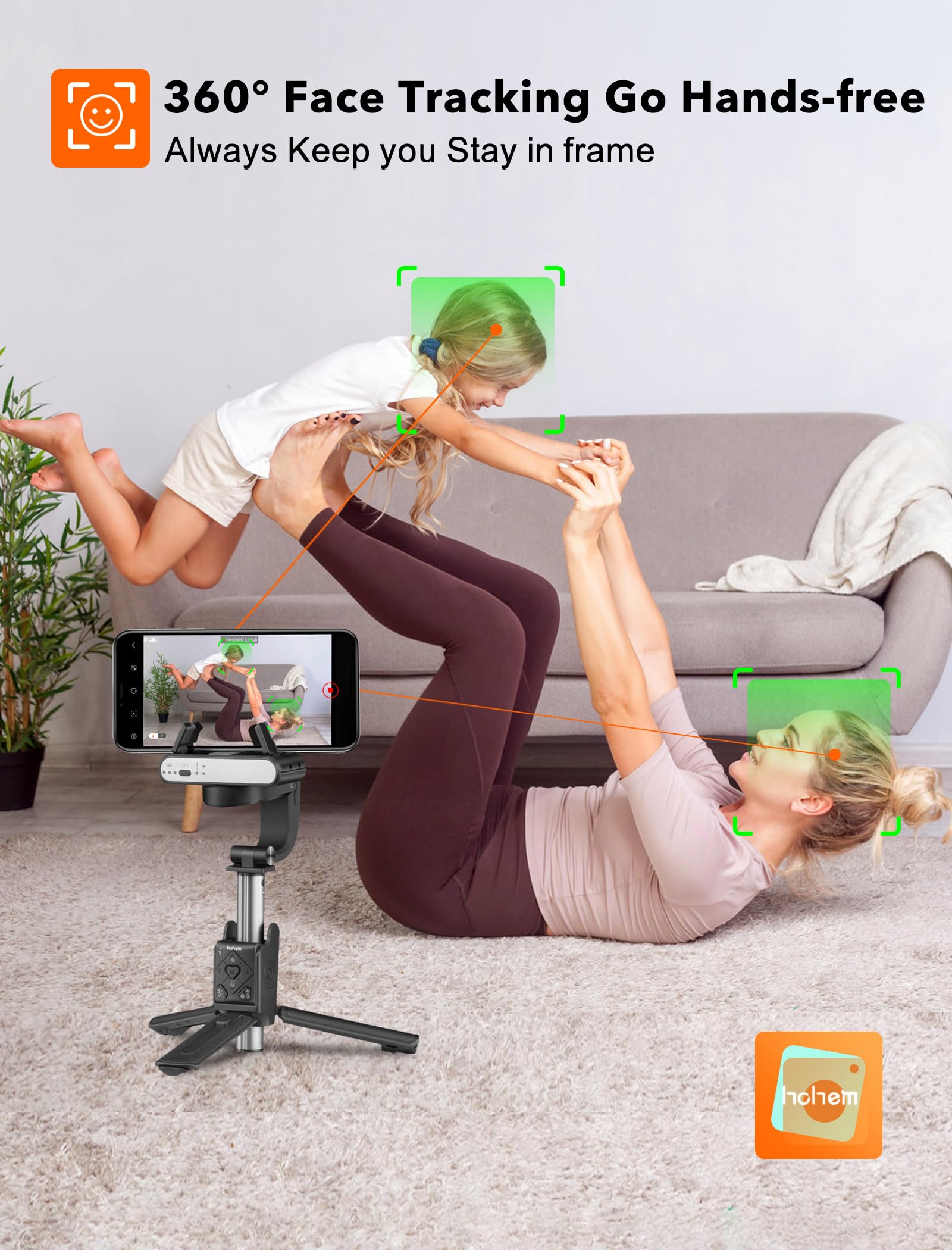 Hohem Isteady Q Gimbal Stabilizer For Smartphone, 1 Axis Selfie Stick Tripod With Face Tracking, 360° Rotation, 4 In 1 Portable Phone Tripod W/Extendable Stick For Iphone 14/Android Video Recording