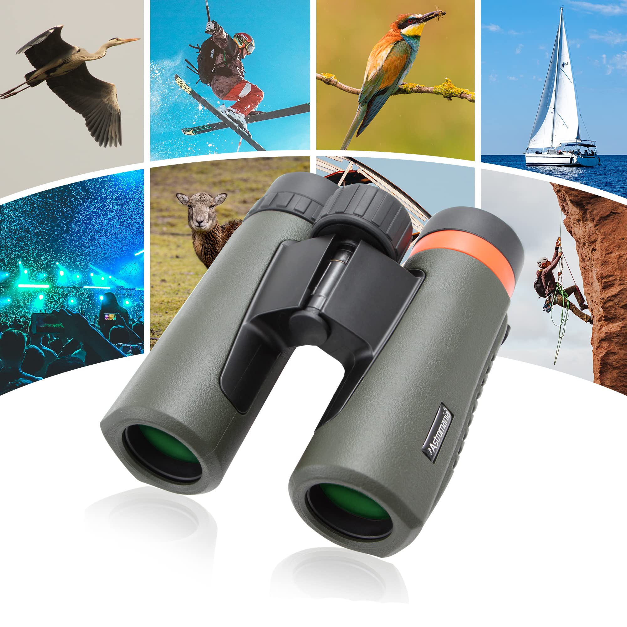 Astromania 8X26 Compact Binoculars Waterproof For Traveling, Wildlife, Camping And Sport Games, Theater And Concerts, Bird Watching