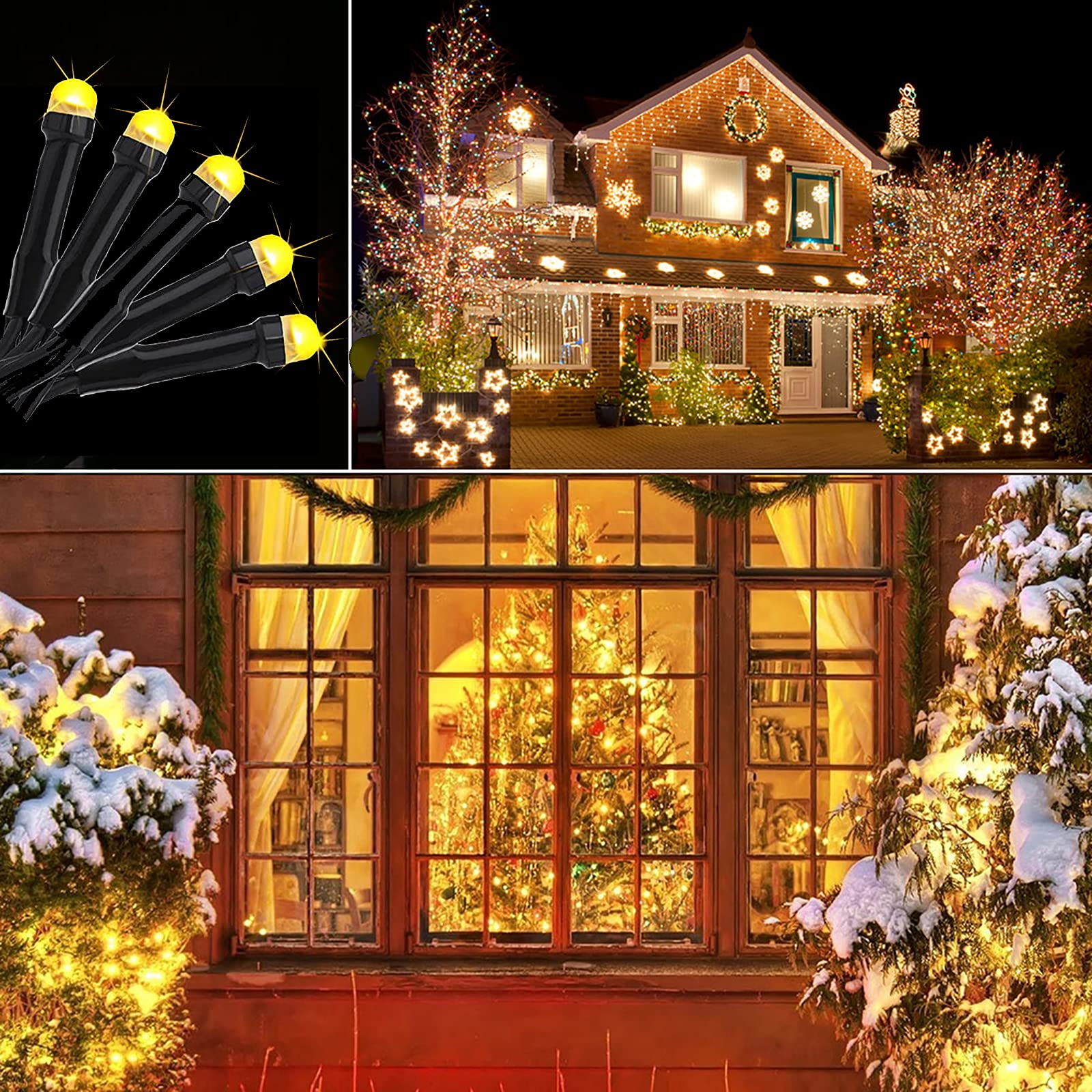 Toodour Solar Christmas Lights, 121Ft 350 Led 8 Modes Solar String Lights, Waterproof Solar Outdoor Christmas Lights For Garden, Patio, Holiday, Party, Balcony, Christmas Decorations (Warm White)
