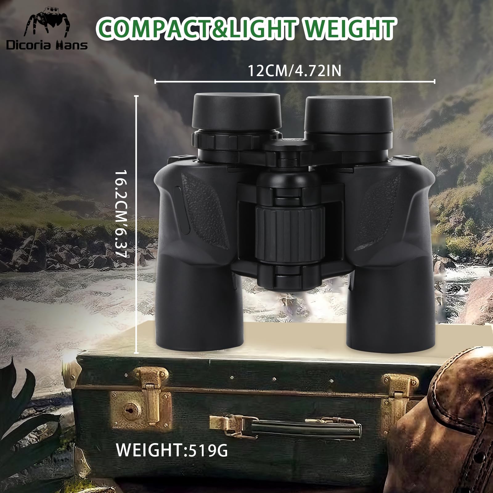 Dicoria Hans 7X35 High Powered Binoculars For Adults,Compact Binoculars With Low Light Vision For Bird Watching Hunting Football Games Travel Stargazing Cruise