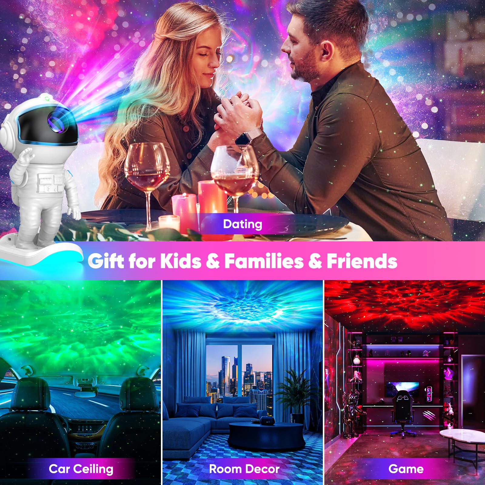 Stbands Galaxy Projector, Star Projector Night Light With Timer And Remote For Bedroom, Kids Room Decor, Adjustable Head Angle Nebula Ceiling Lamp,  For Adults, Teens, Christmas, Birthday
